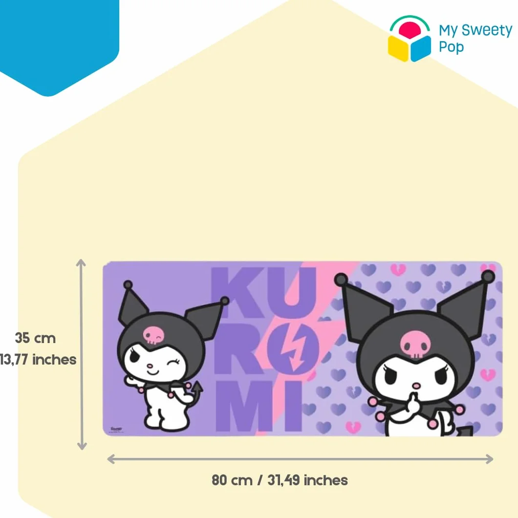 Tappetino per mouse XXL Hello Kitty e Kuromi 80 x 35 cm Antiscivolo Poliestere