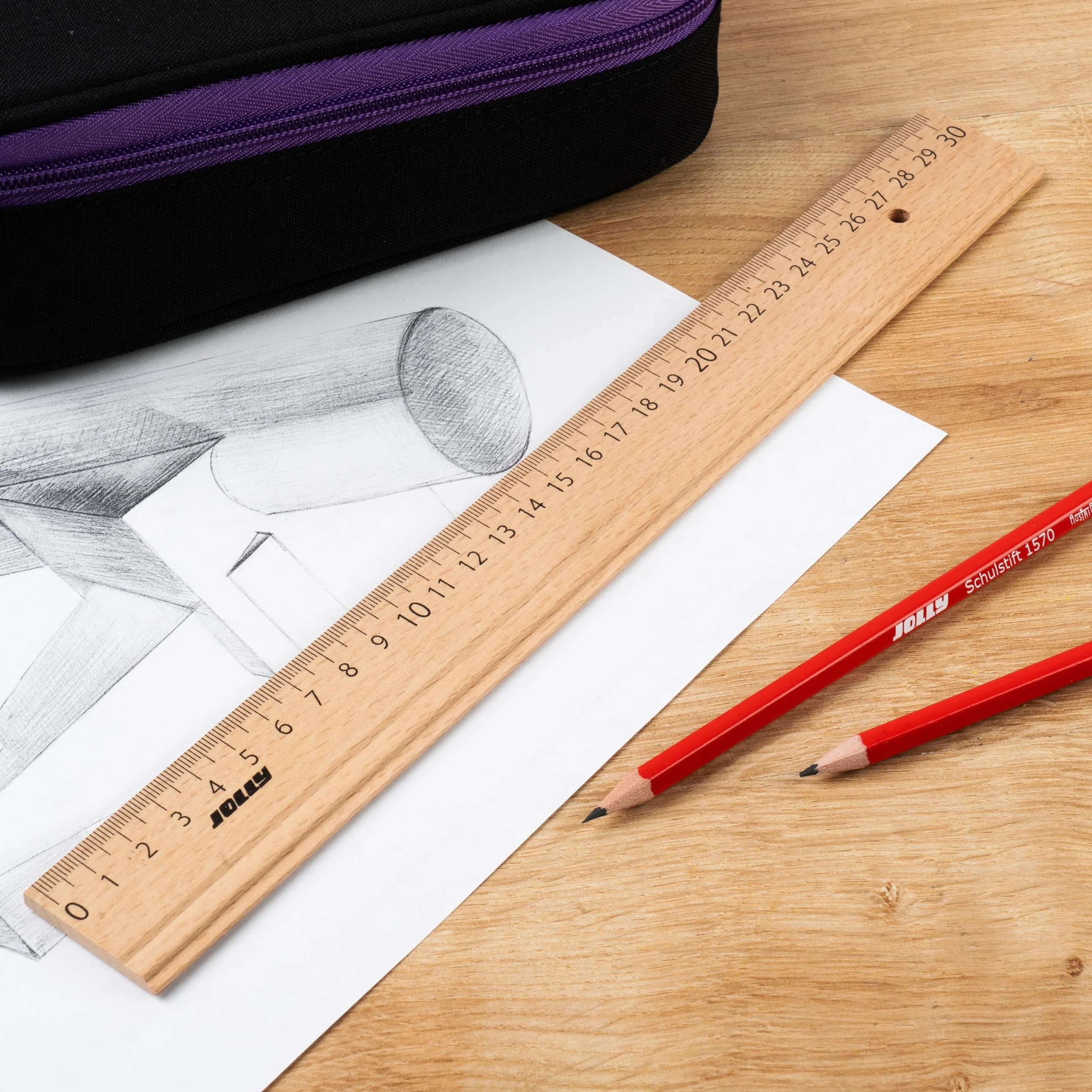 JOLLY Righello universale in legno 30 cm infrangibile per scuola