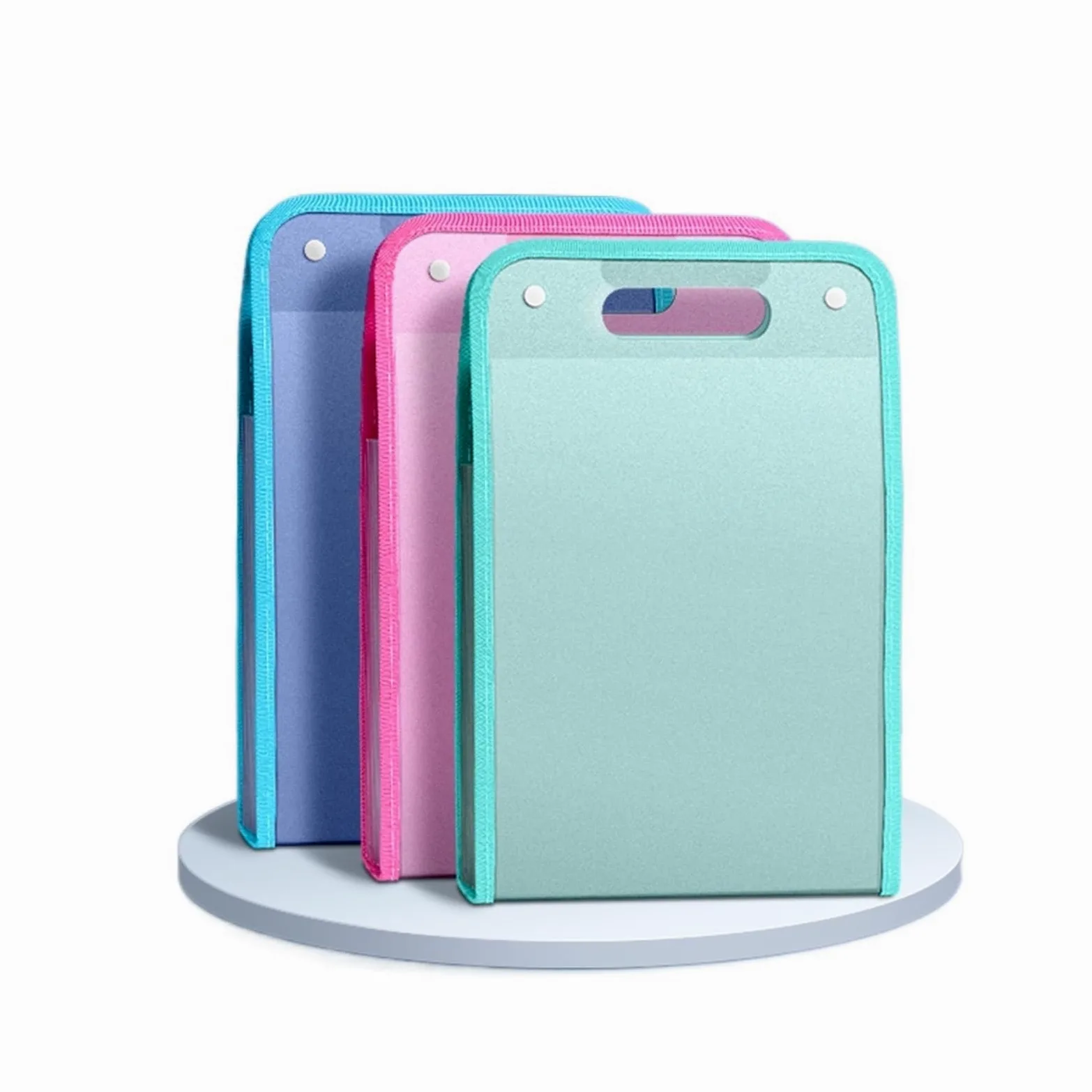 GRFIT Cartelle Documenti Cartella Portatile A4 da 3 Pezzi Borsa for File Verticale a 13 Strati di Grande capacità con Chiusura a Scatto Cartella in plastica Multistrato Cartelle Documenti (Color : B)