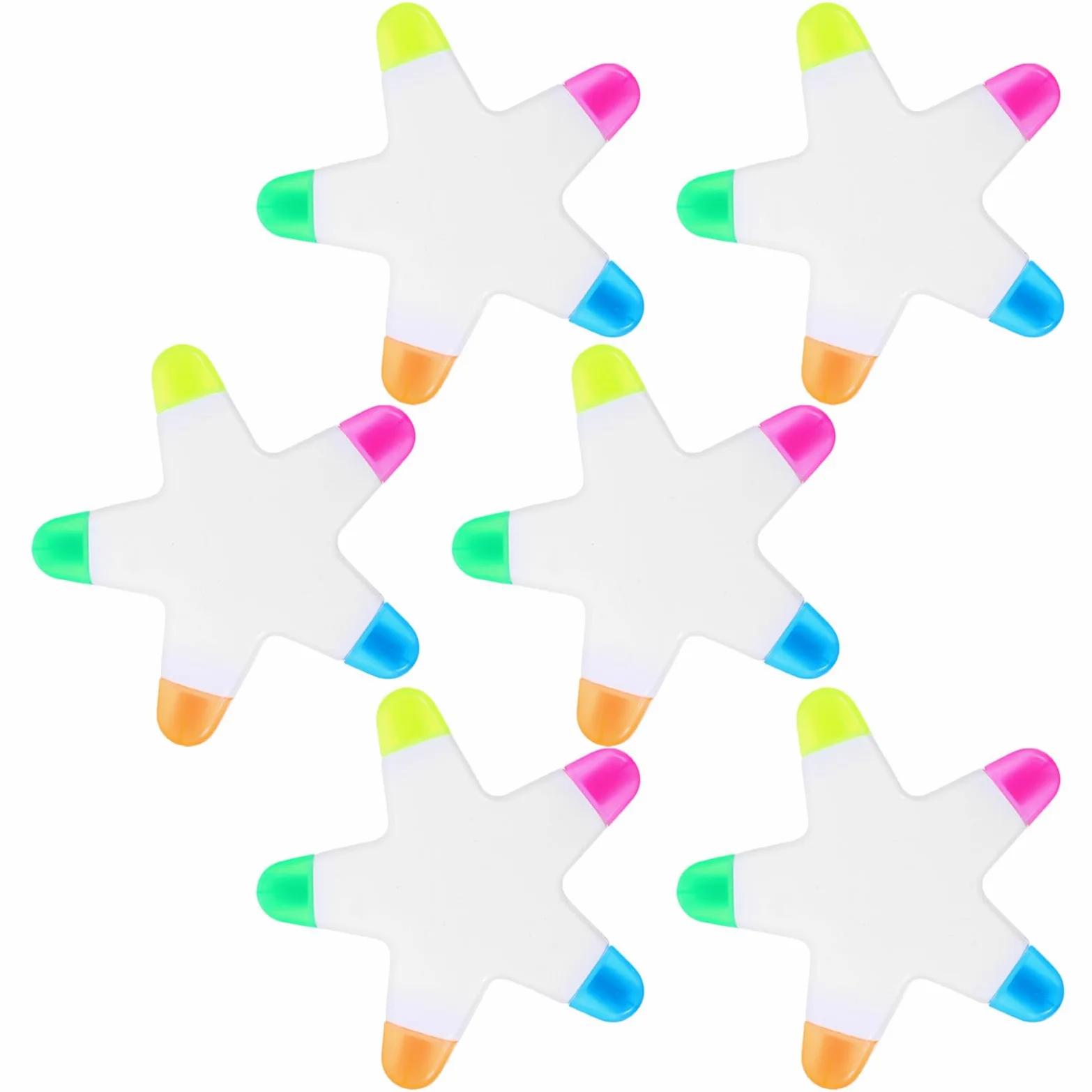 6 Pezzi Evidenziatori a Forma di Stella Colorati Punta Pennello, Set Compatto in Plastica Multi-colore per Studio e Appunti Creativi e Divertenti