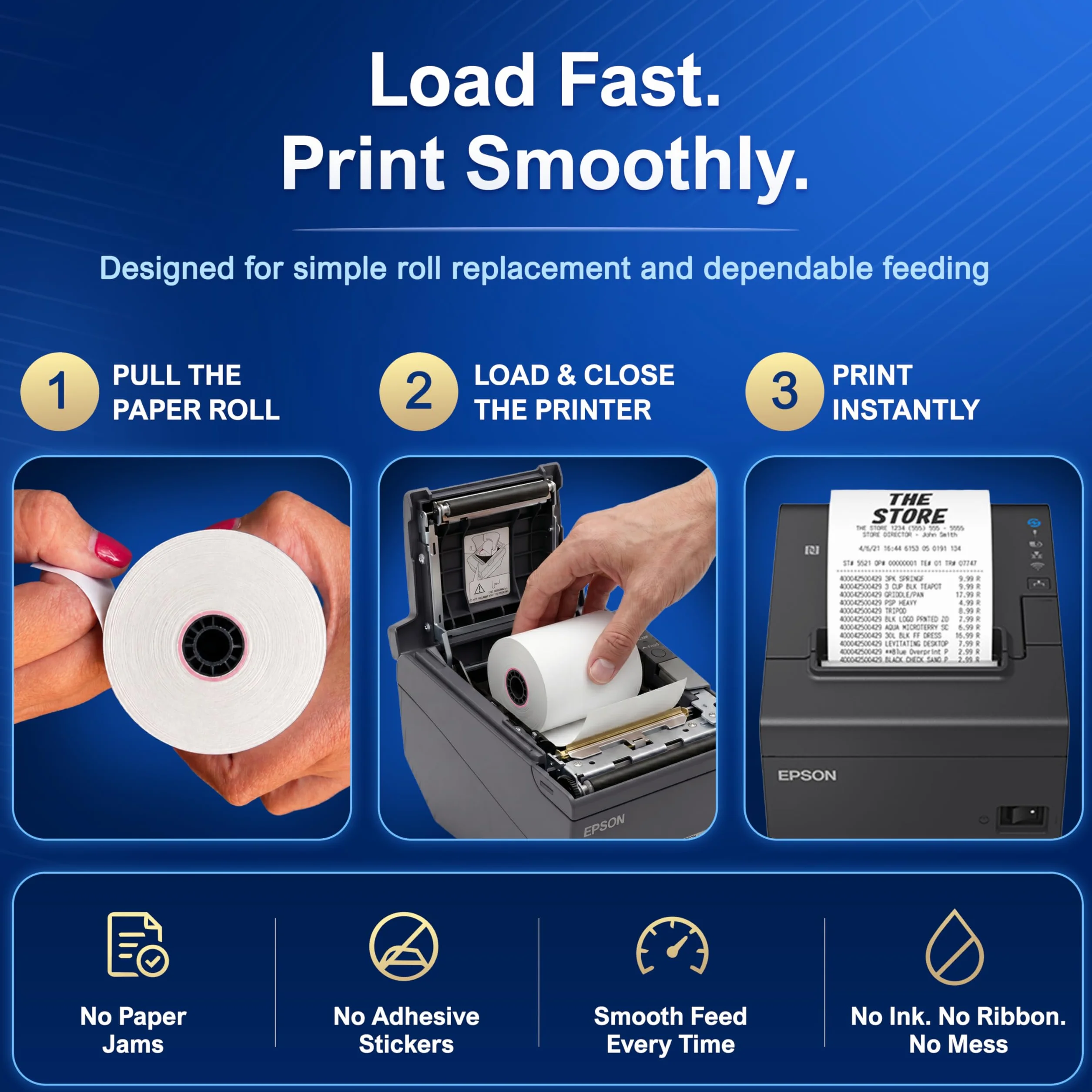 Rotoli termici POS per stampanti Epson, senza BPA, compatibili con TM-T88, TM-T70, TM-T80, TM-T85, TM-H6000, T90, per macchine per carte di credito e stampanti POS, confezione da 12