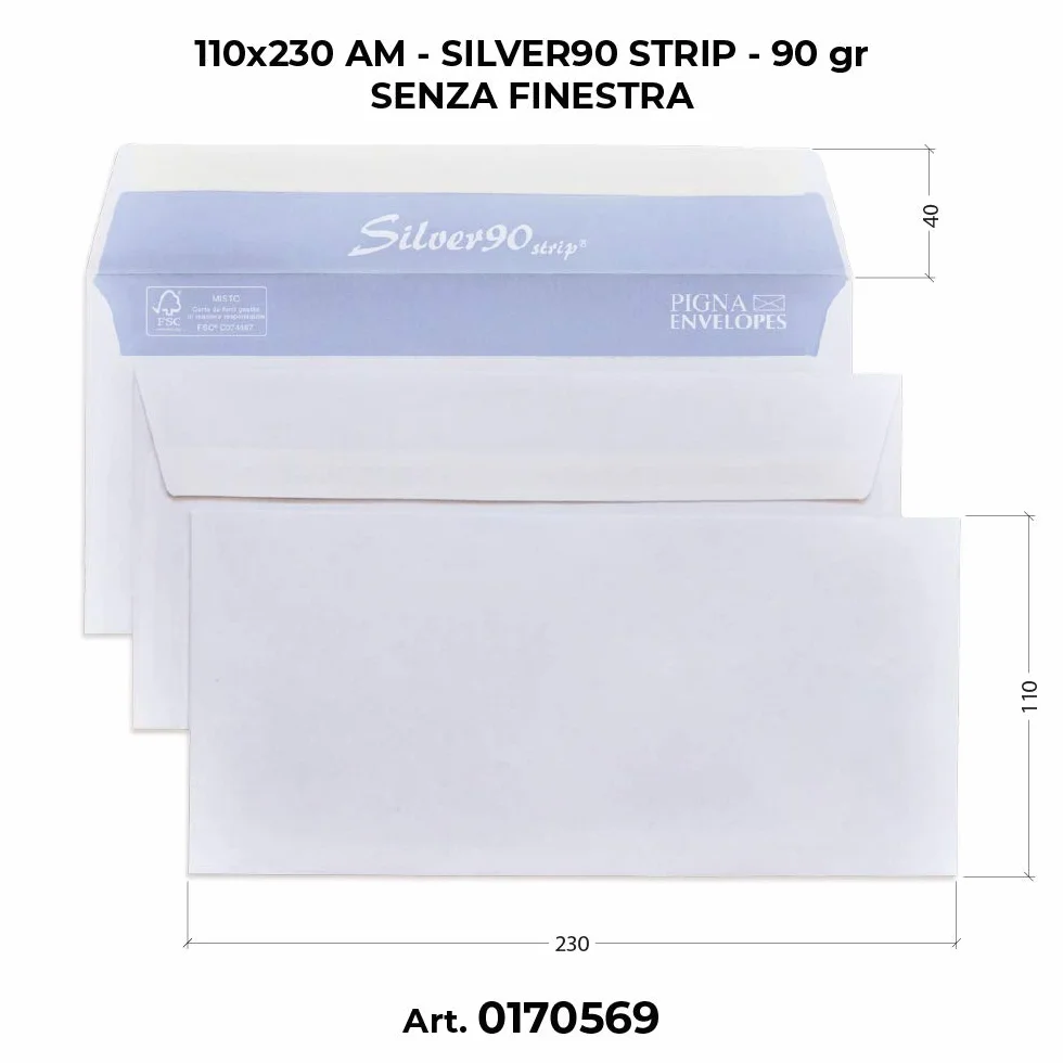 Silver Strip Buste Commerciale F.To 110 x 230 in Carta Uso Mano Fsc 90 g