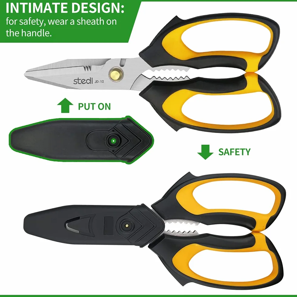 Stedi,Forbici professionali da 22.9 cm, in cartone e tappeti, estremamente confortevoli, impugnatura morbida e lame di precisione in acciaio inox, pelle, tessuto da cucito