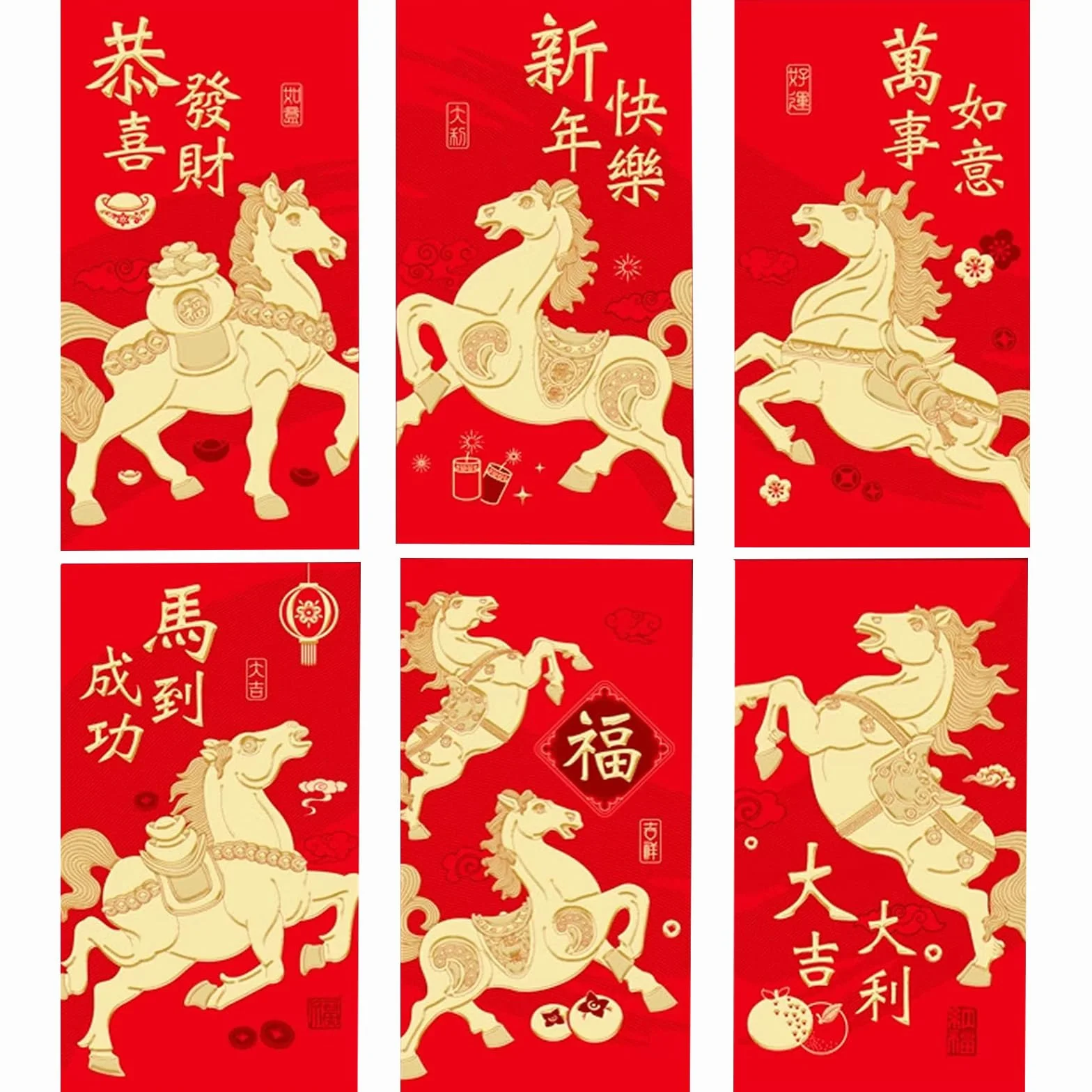 Buste Rosse Cavallo 2026 Capodanno Cinese Hong Bao Regalo Pacchetti Rossi Confezione da 18