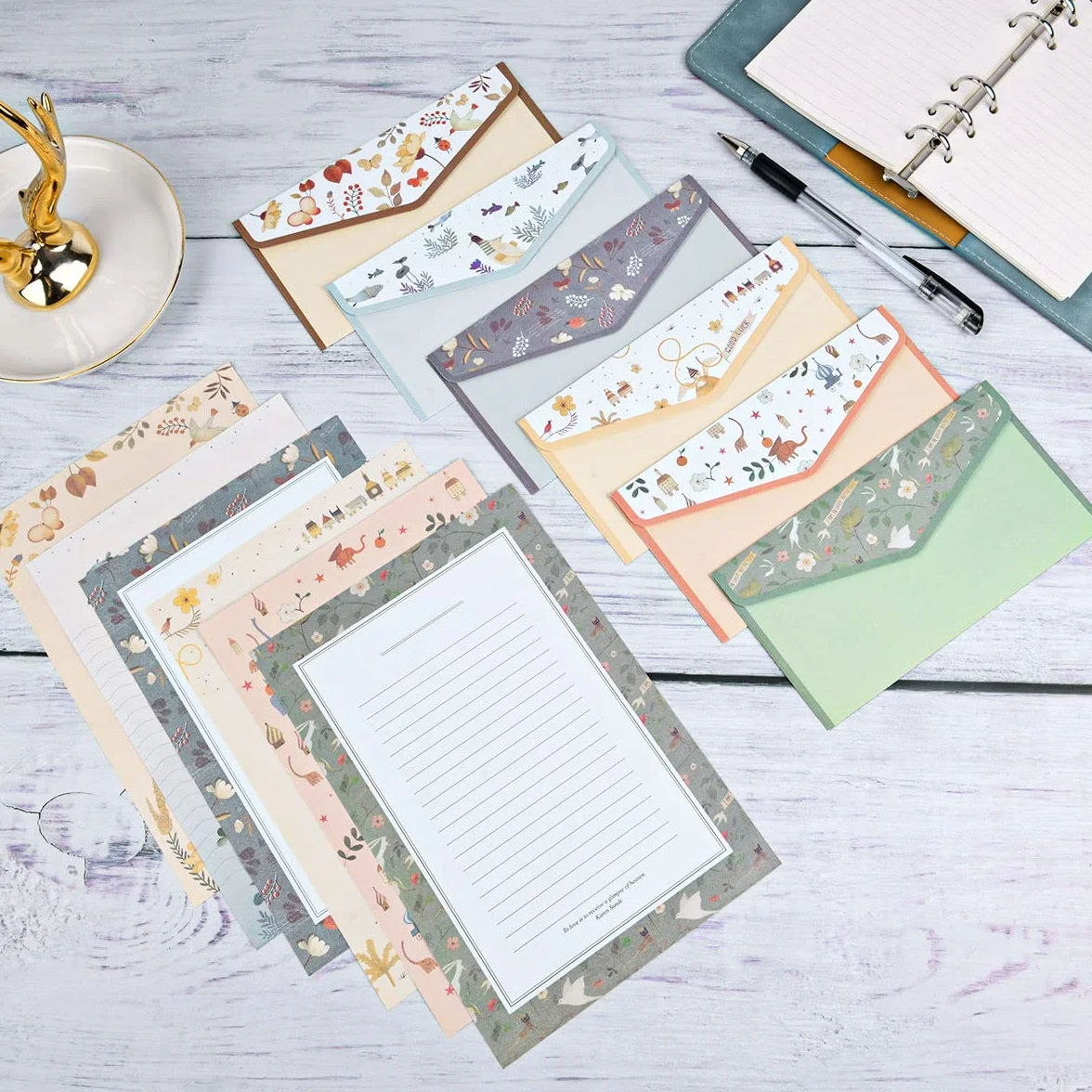 Vicloon Set Carta da Lettere e Buste 54 Pezzi 36 Fogli 18 Buste per Inviti