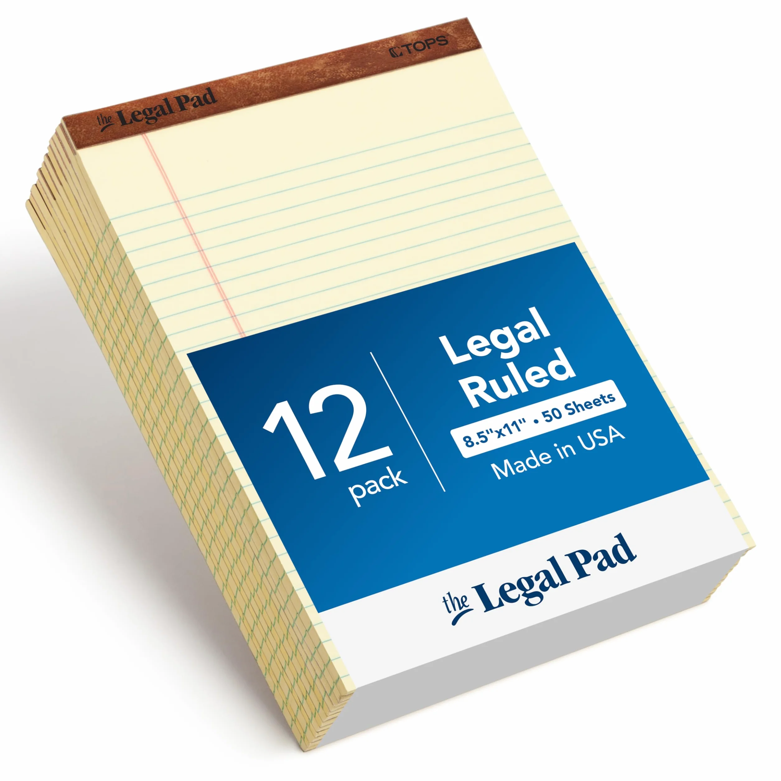 TOPS The Legal Pad 7532 Blocchi per scrivere 21,5 x 39,5 cm carta canarina 50 fogli confezione da 12