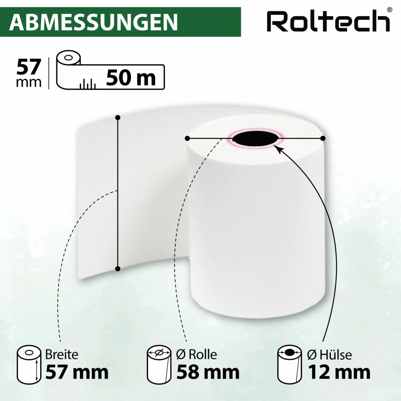50 rotoli di carta termica | 57 mm x 50 m x 12 mm | senza BPA | EC Cash | carta termica | rotoli | qualità premium (50)
