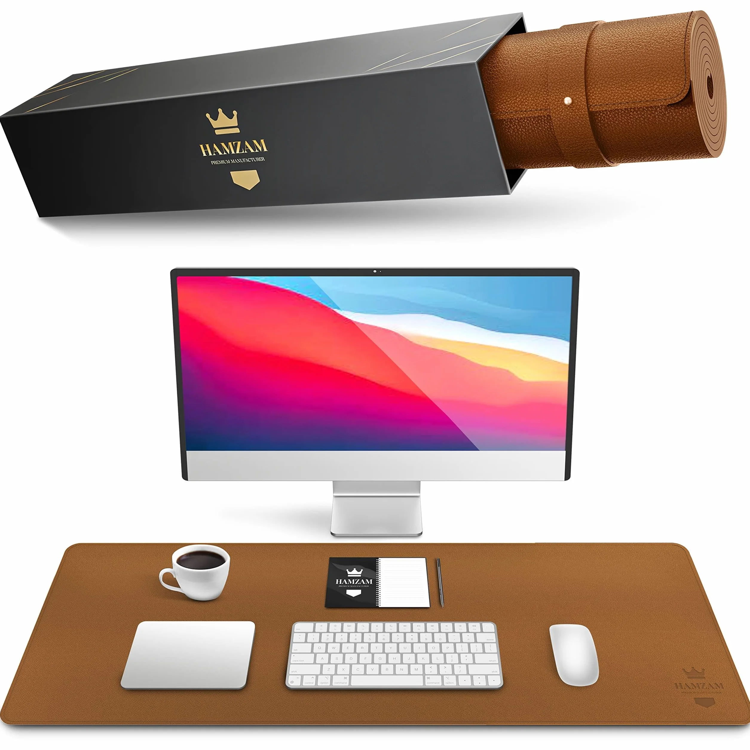 HAMZAM® Tappetino Scrivania Grande con Funzione Mouse Pad Integrata - Tappeto Scrivania Uffico - 90x40cm - Qualità Premium - Sottomano per Ufficio a Casa - Sottomano Scrivania Antiscivolo - Desk Mat