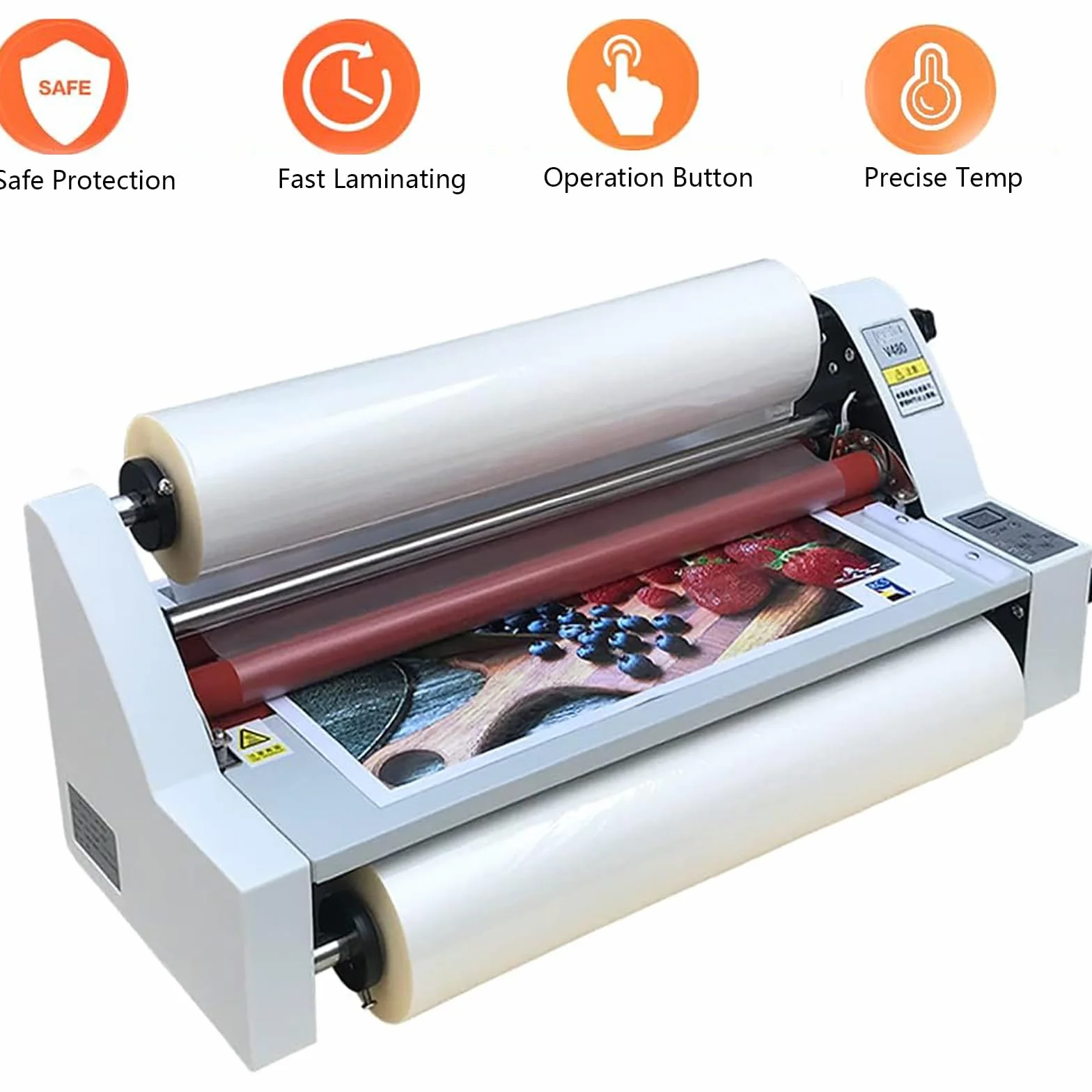Laminatore a Caldo e a Freddo, Macchina per laminazione Elettronica, Controllo della Temperatura con Display Digitale da 350 mm, Mono e Bifacciale, per Ufficio