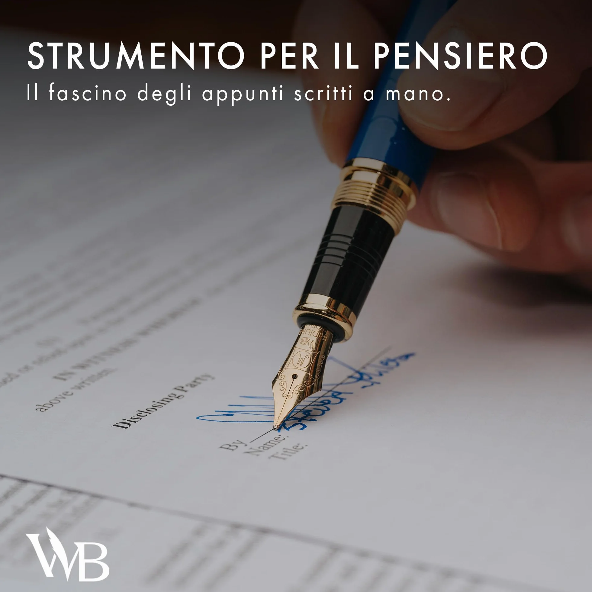 Wordsworth & Black Set di penne stilografiche Primori [Oro Blu]; pennino medio, scatola regalo, 24 cartucce di inchiostro, convertitore di ricarica, manuale; agenda, set calligrafia