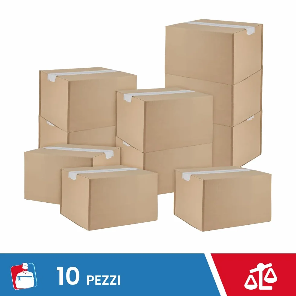 Scatole Cartone a Doppia Onda 60x40x40cm 10 Unità Trasloco Resistenti Spedizioni