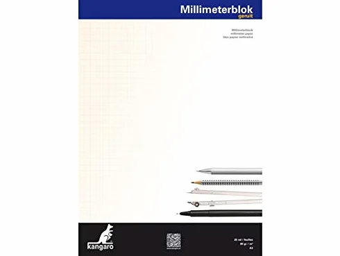 Carta millimetrica Kangaro A3 80g Blocco 25 fogli 5 pezzi