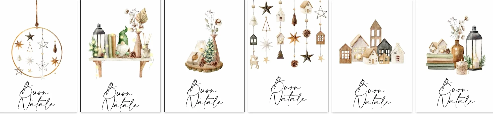Biglietti natalizi italiani A6 con buste kraft riciclate – Set 30 pezzi