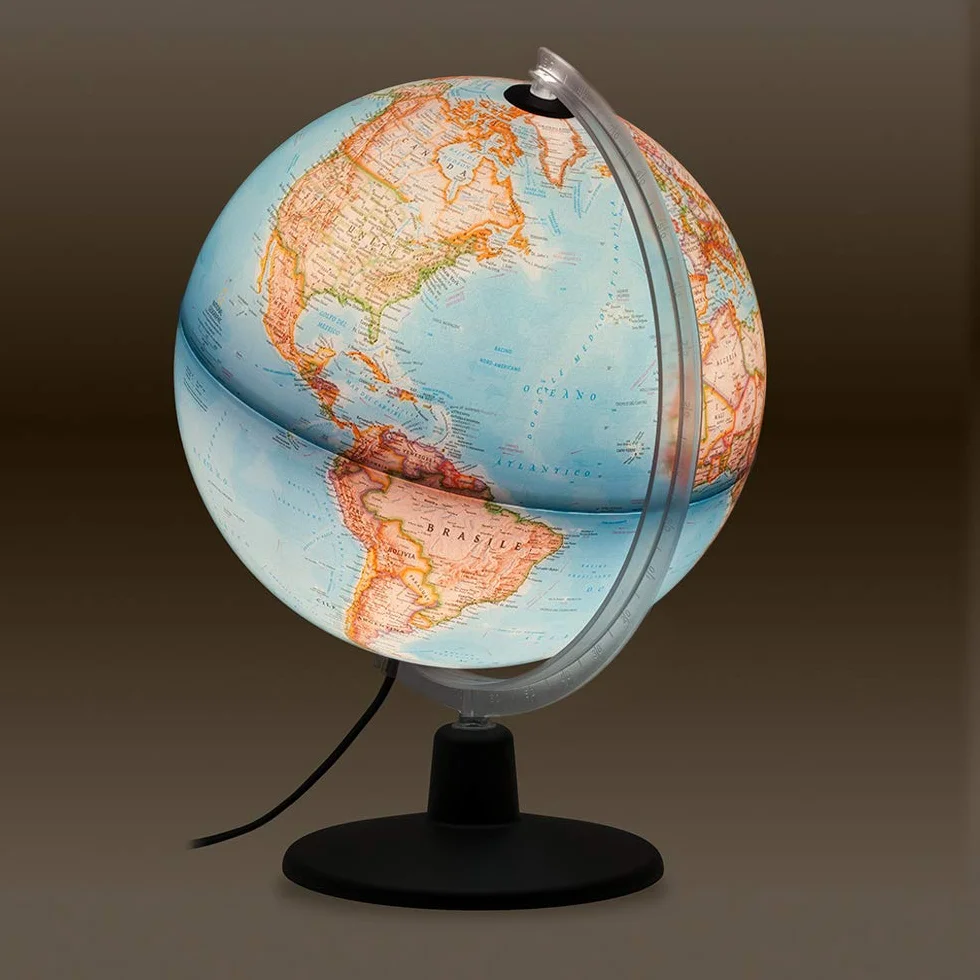 Tecnodidattica - Mappamondo NATGEO Classic | Cartografia Fisico-Politica ufficiale National Geographic Classic | Luminoso e girevole | Testi in Italiano | Diametro 30 cm