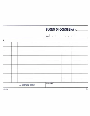 Blocco Buoni Consegna 50x2 Copie 11,5x16,5 cm Confezione 40