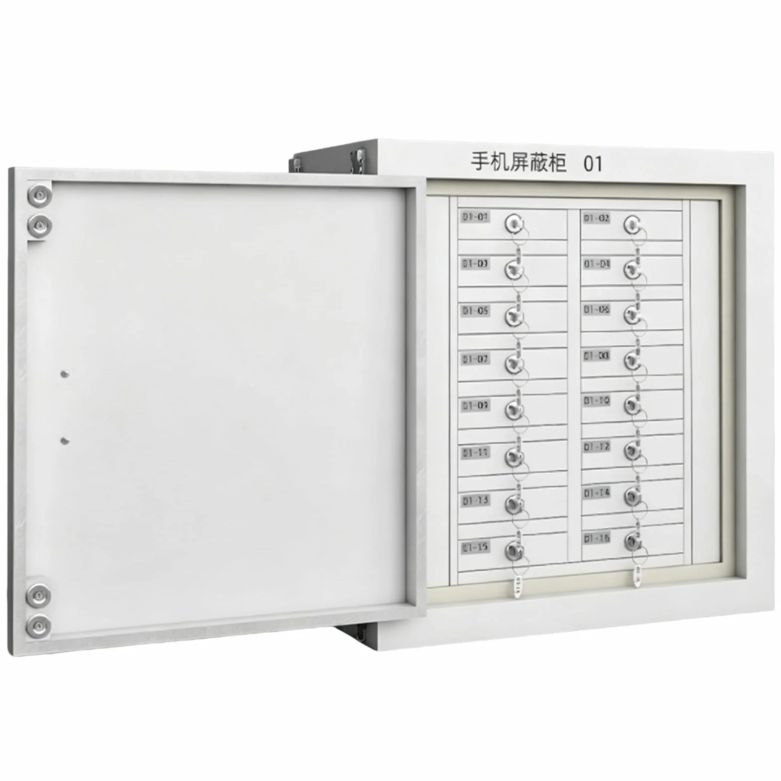 Armadietto Metallico con Funzione Blocco Segnale E Struttura Leggera | Interno Rinforzato e Anello di Sicurezza Chiave, per Laboratori e Aule Scolastiche(16 casillas)