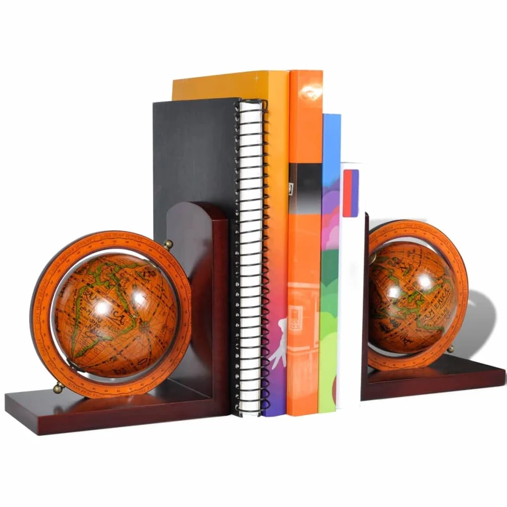 vidaXL 2X Reggilibri con Mappamondo Design Classico Supporto Libri
