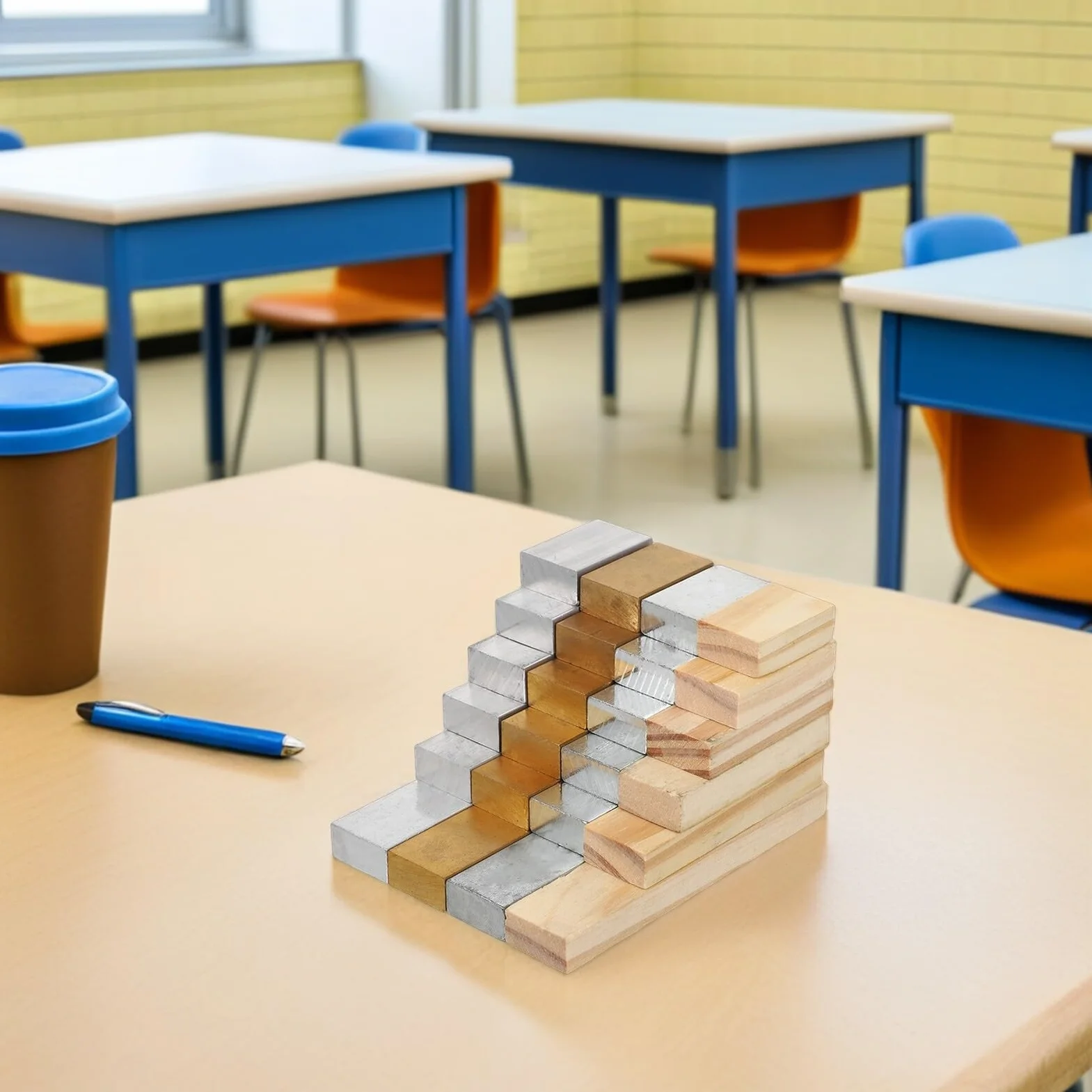 Ciieeo 24pezzi Blocchi di Densità per Fisica Scientifica di Rettangolari Multimateriale Rame Ferro Alluminio e Legno per Esperimenti di Laboratorio e Insegnamento Didattico