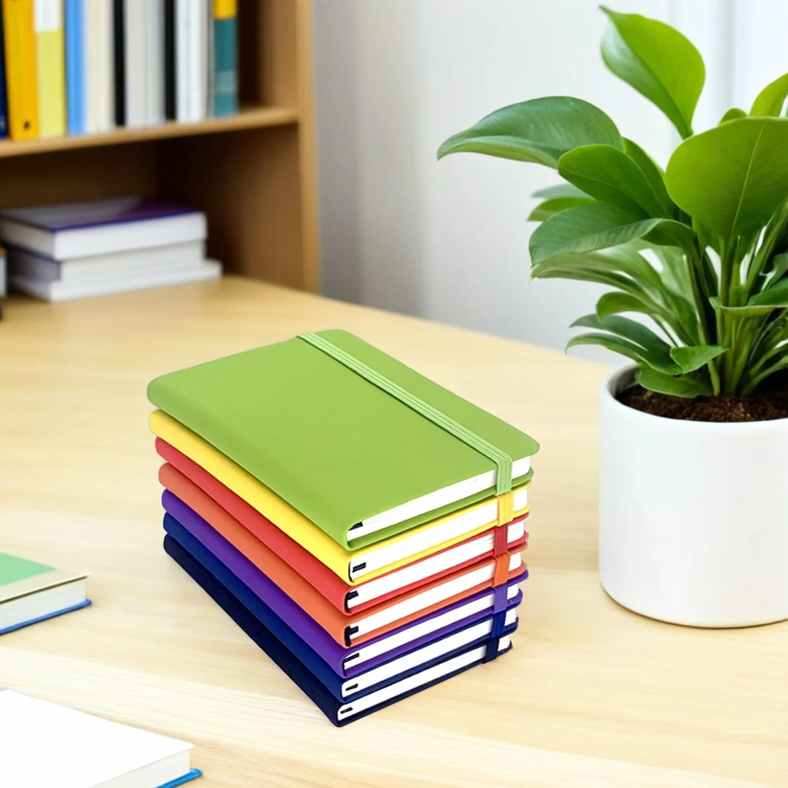SOIMISS Set 7 Quaderni A6 con Copertina in Pu Colorata, Diario Tascabile a Righe con Elastico, Blocchi Memo Portatili per Appunti Scolastici e Ufficio, Formato Compatto per Borsa e Zaino