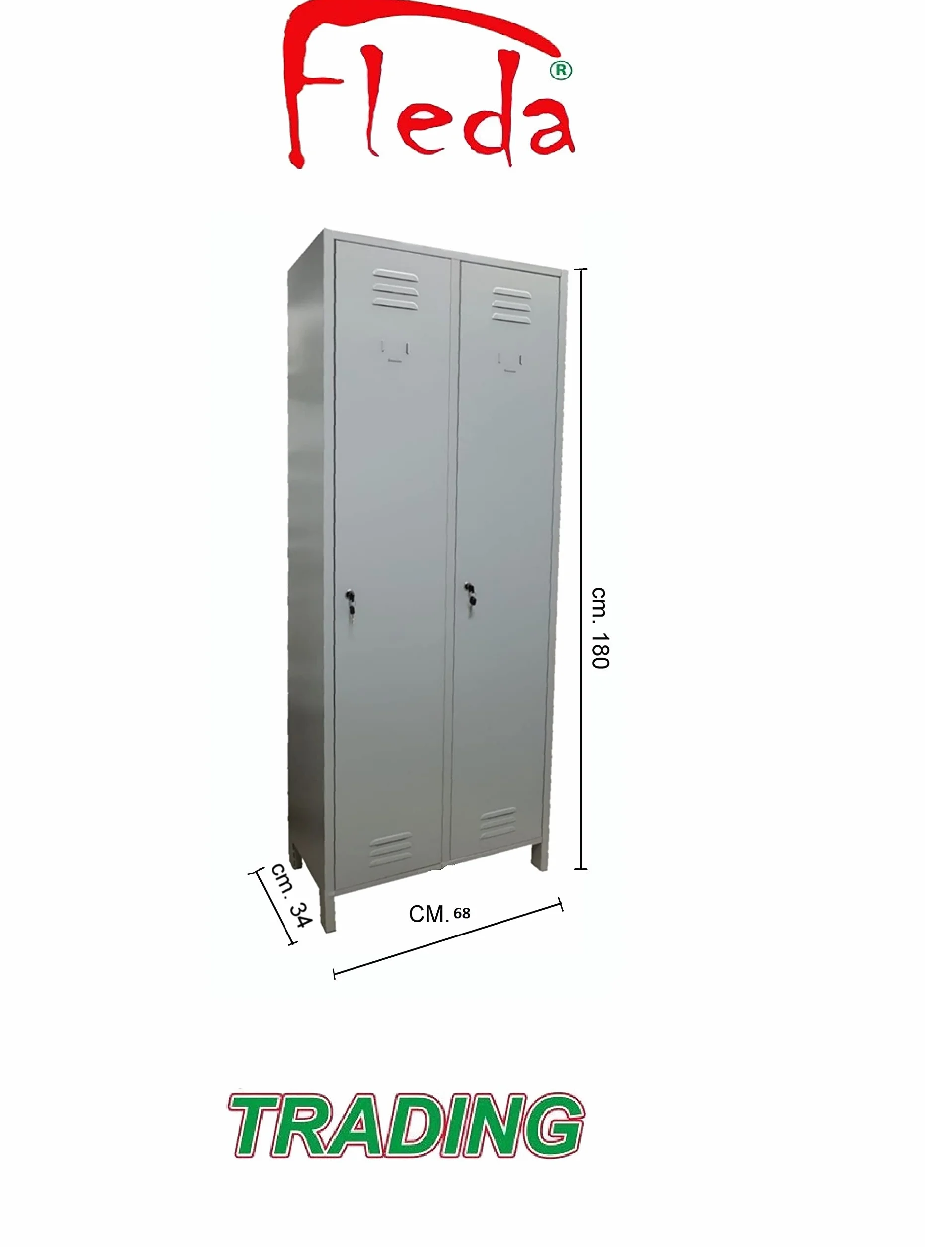 Armadio Armadietto Spogliatoio in metallo Sporco/Pulito 2 Posti Salva Spazio Dim. 68x34x180h cm