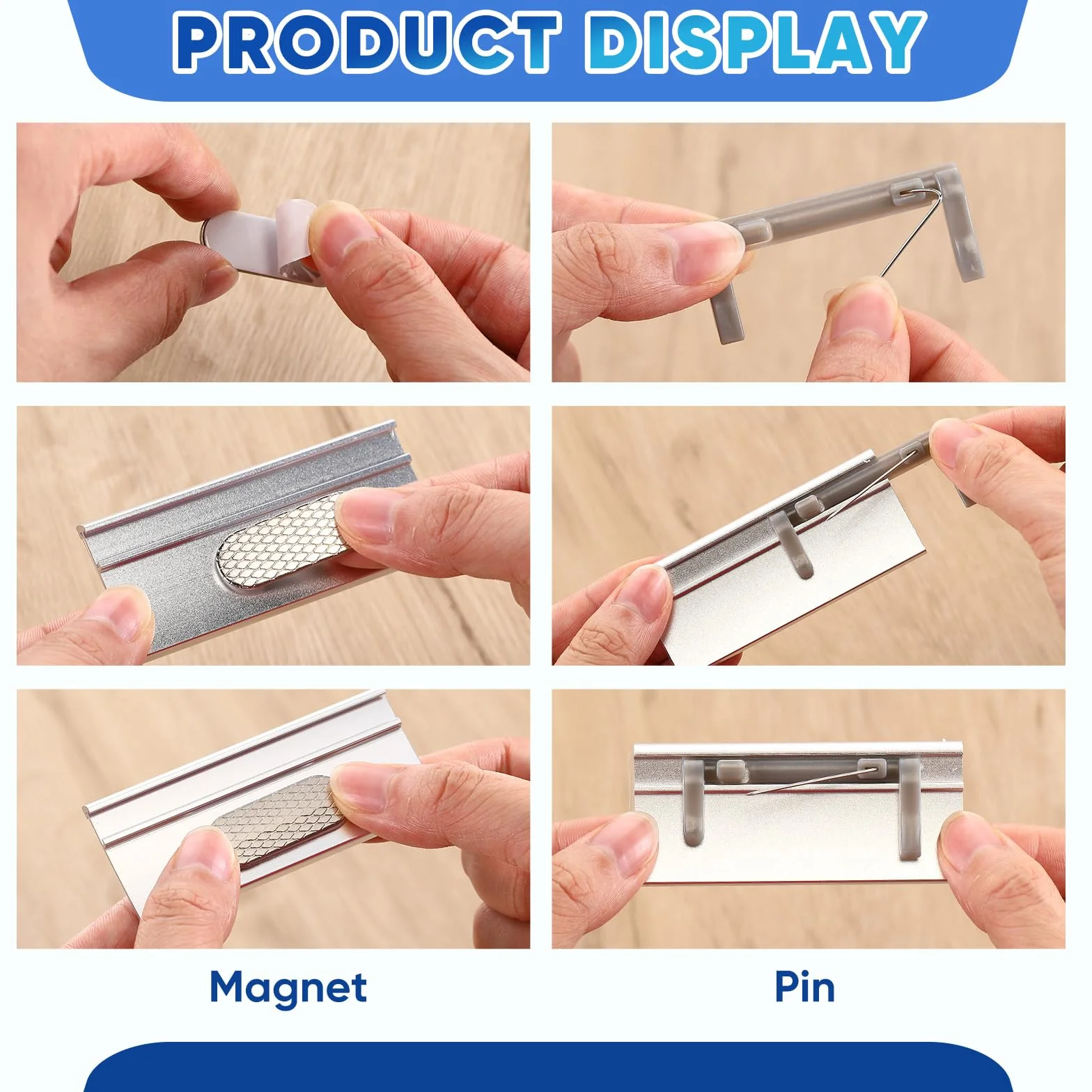 Hicarer Targhette Identificative Magnetiche 25 Badge Nominativi in Alluminio 72x32 mm Argento
