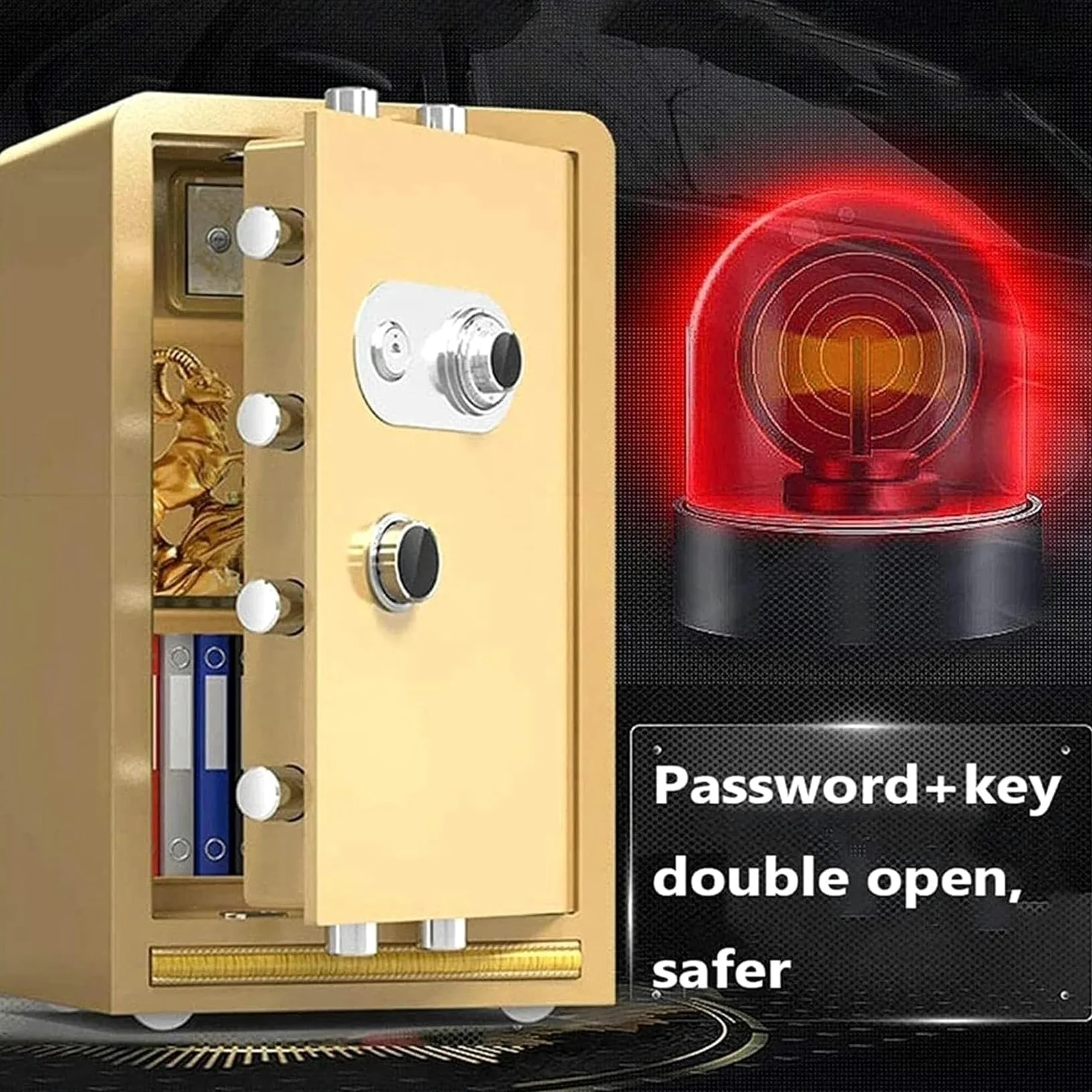 Cassaforte Cassaforte di sicurezza in acciaio e cassetta di sicurezza con password meccanica for armadietti portavalori for gioielli e ufficio di casa e hotel Casseforti a armadio(Svart,70x42x36cm)