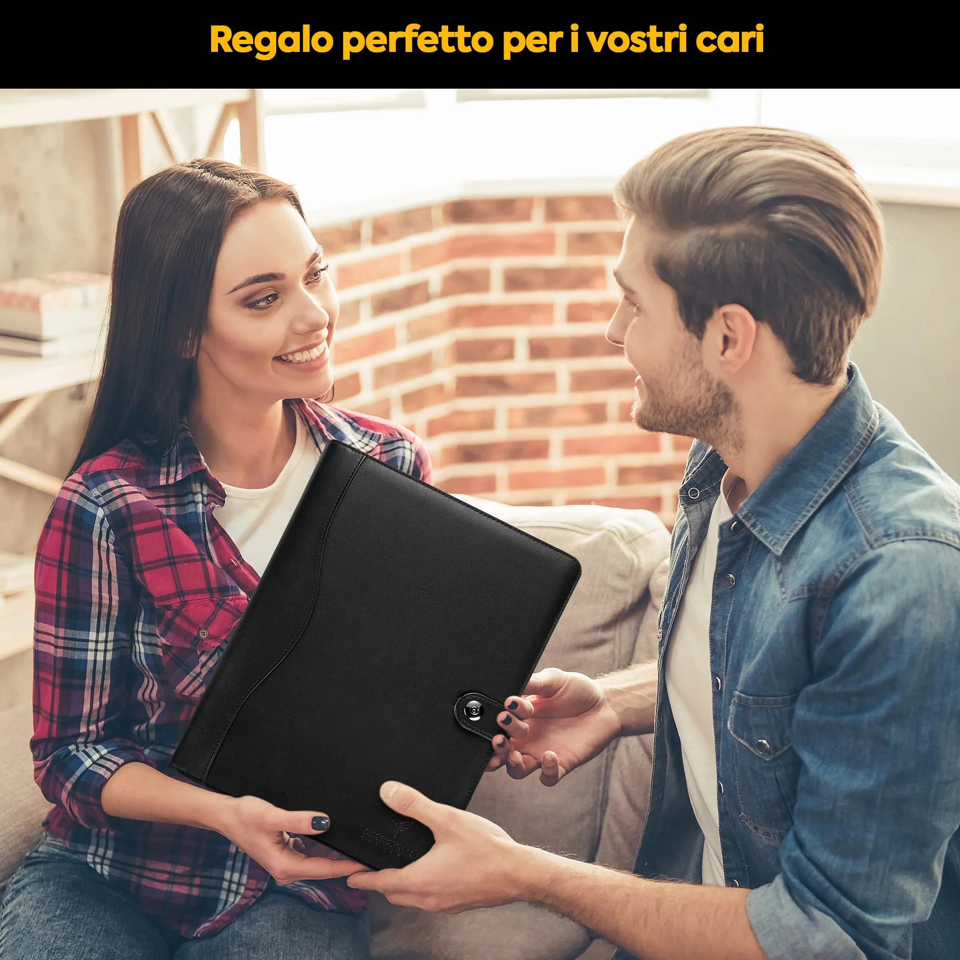 Cartellina Portadocumenti A4 in Pelle PU con Portablocco, Blocco Note, Organizer Documenti e Chiusura Magnetica