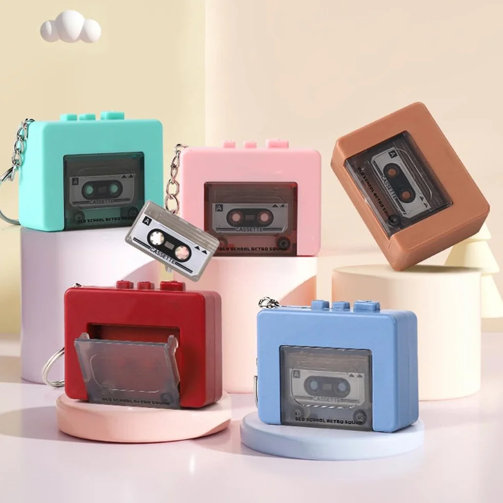 Mini Retro Tape Recorder Portachiavi Microcassette Lettore Micro Musica Portachiavi Player Ciondolo C9O4 Tape Recorder Cassett con