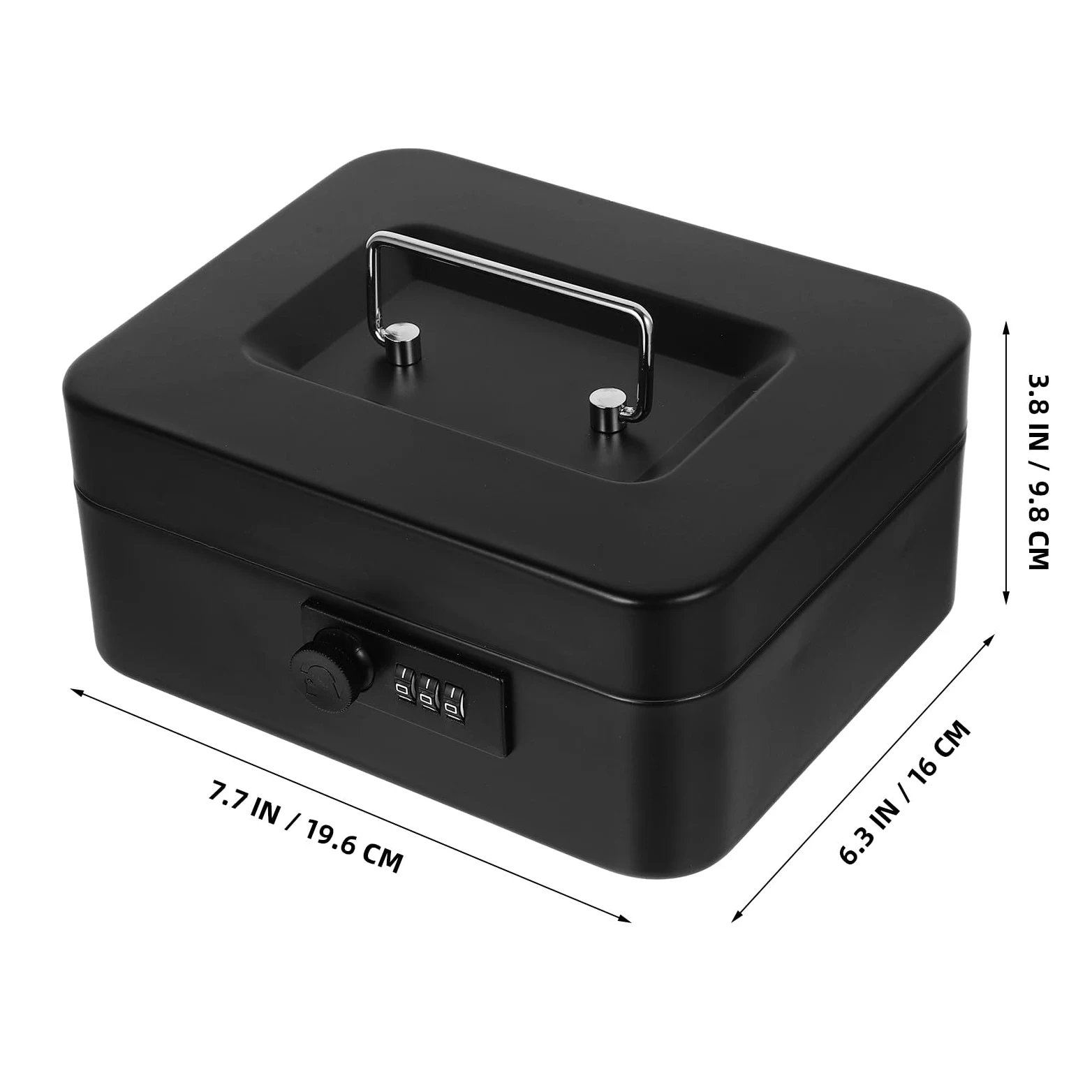 Abaodam Cassetta Portavalori Chiudibile a Chiave in Metallo Nero con Combinazione Digitale, Piccola Scatola Organizer per Contanti e Oggetti Personali, Cassaforte Compatta per Ufficio