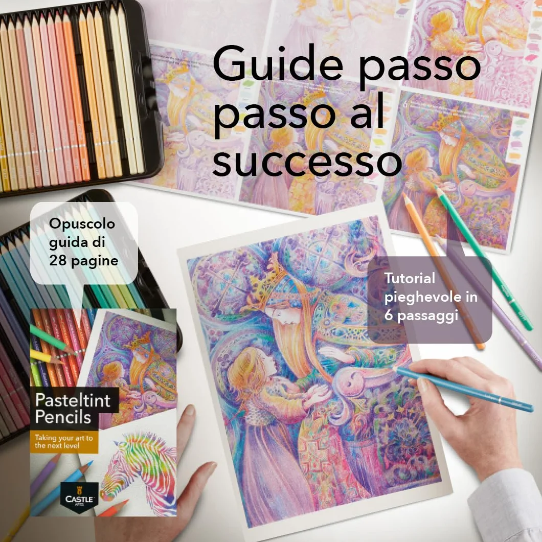 Castle Art Supplies Set di Matite Colorate in Tinta Pastello 48 Colori Cofanetto di Metallo