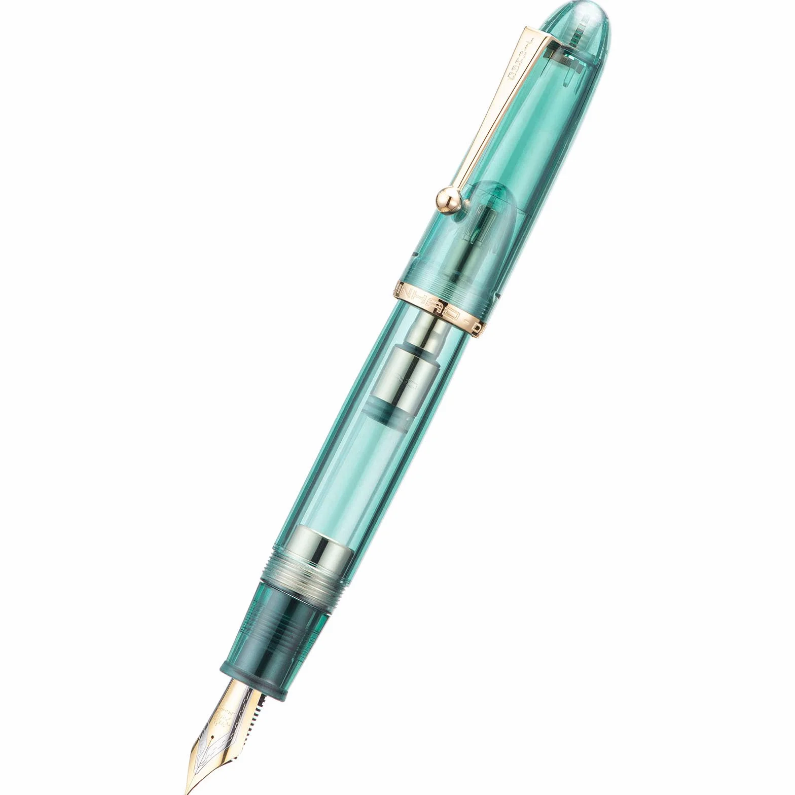 Asvine Jinhao 9019 Penna stilografica Dadao #8 pennino extra fine acrilico trasparente azzurro clip dorata