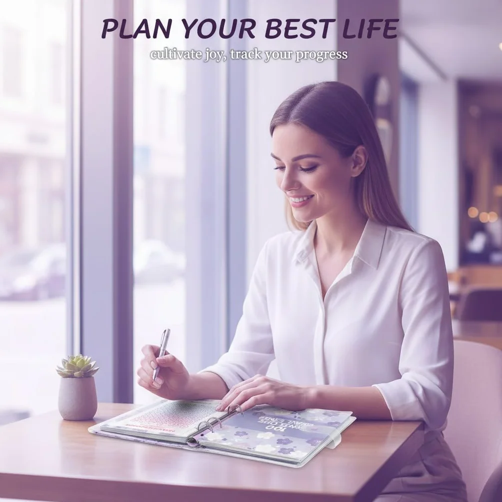 100 Envelope Savings Challenge, Libro del Risparmio A5, Budget Planner 5050€, con Buste Trasparenti e Chiusura Magnetica