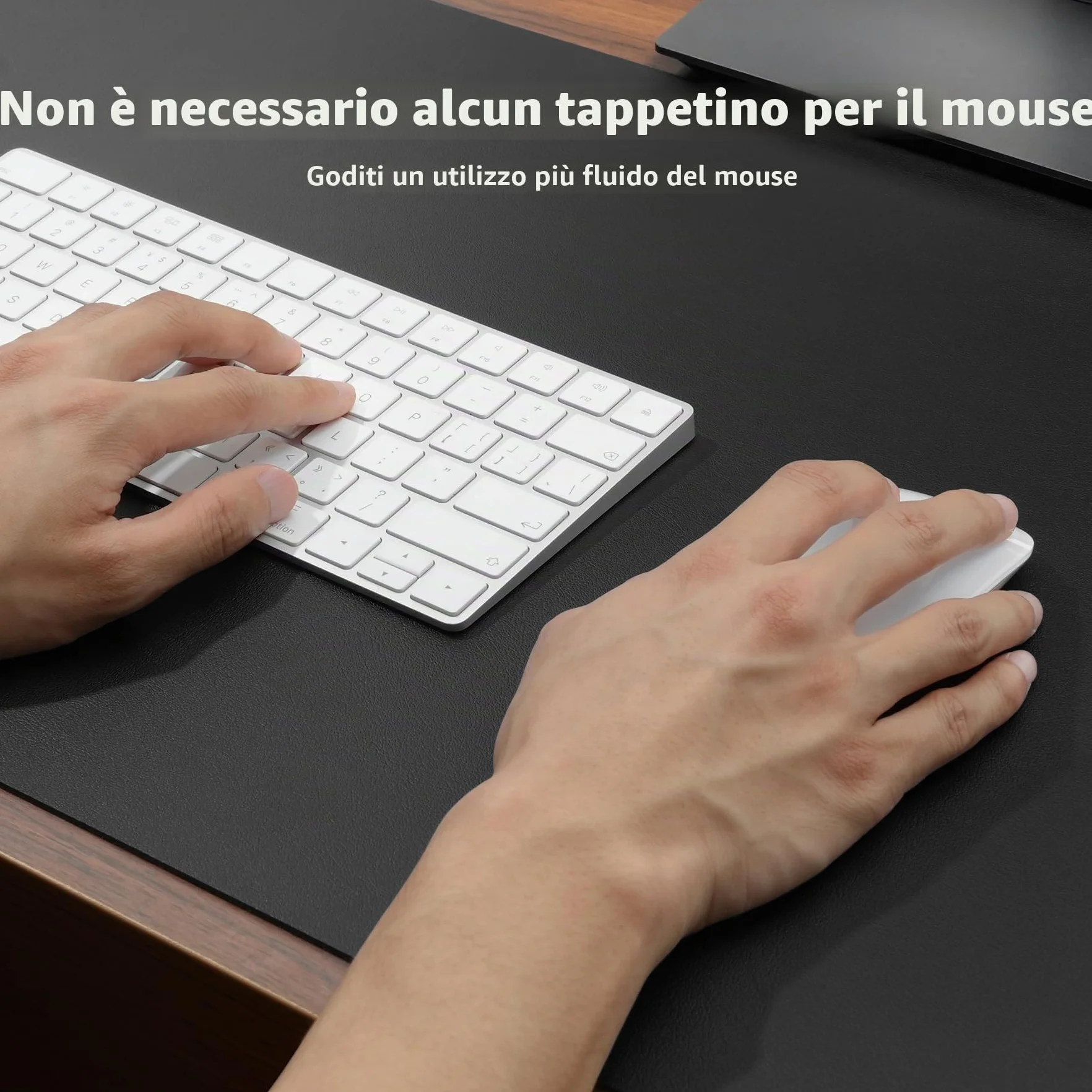 Tappeto da ufficio in pelle PU 80x40 cm nero antiscivolo impermeabile per scrivania