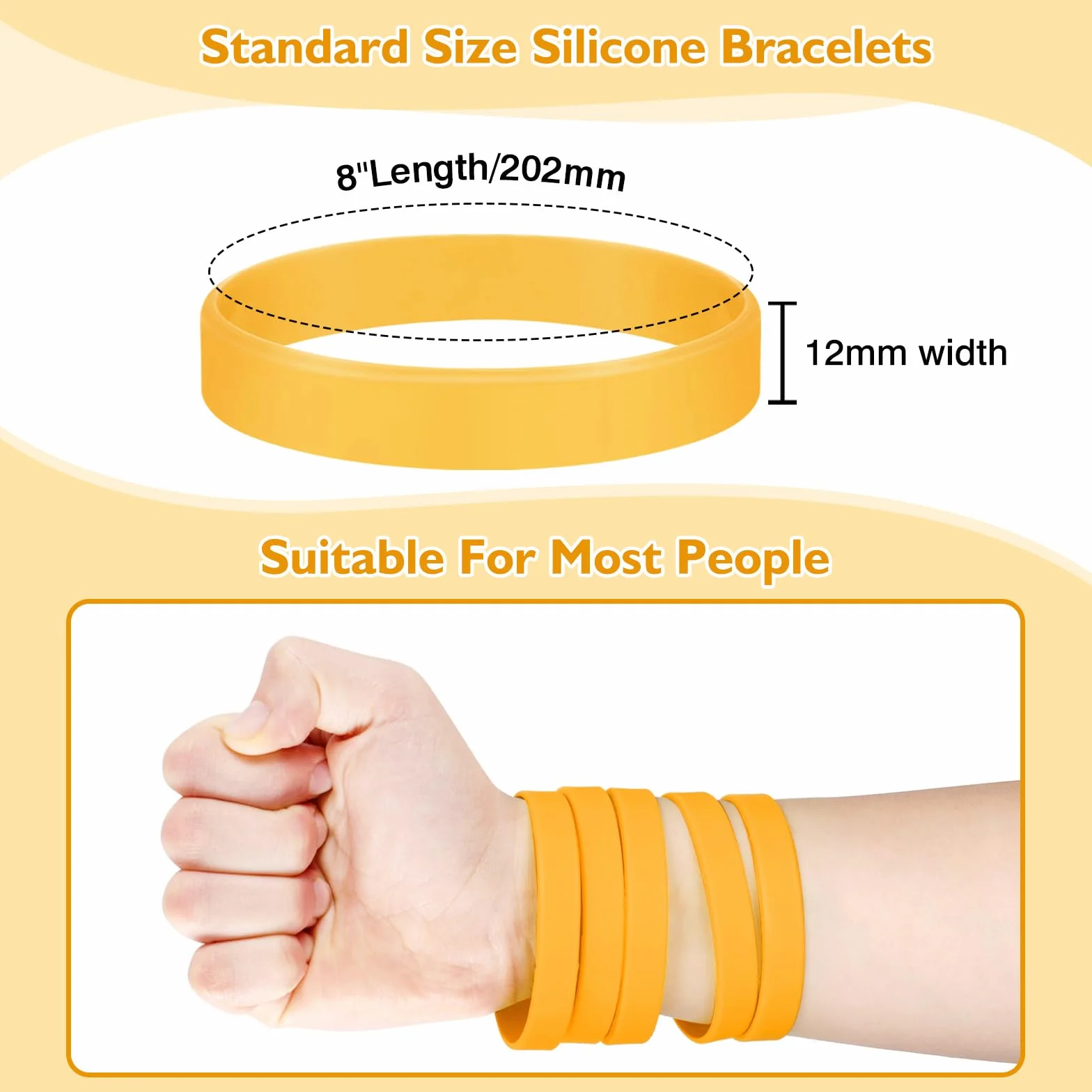 Braccialetti in Gomma in Silicone 8'' 25 Pezzi Arancione Vuoto Elastici