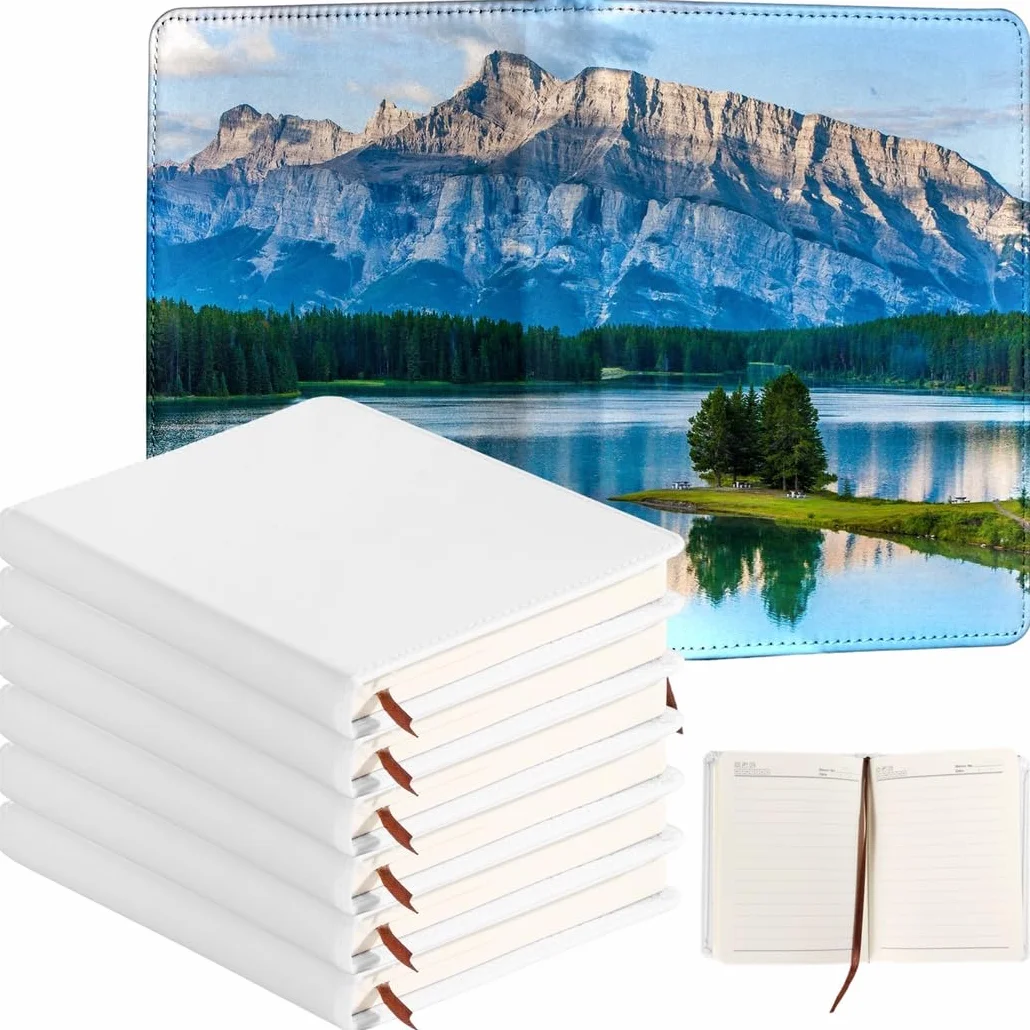 6 quaderni vuoti a sublimazione, formato A6, copertina rigida, in poliuretano, con 100 fogli, per prendere appunti, pianificare, scrivere diari, forniture scolastiche e ufficio