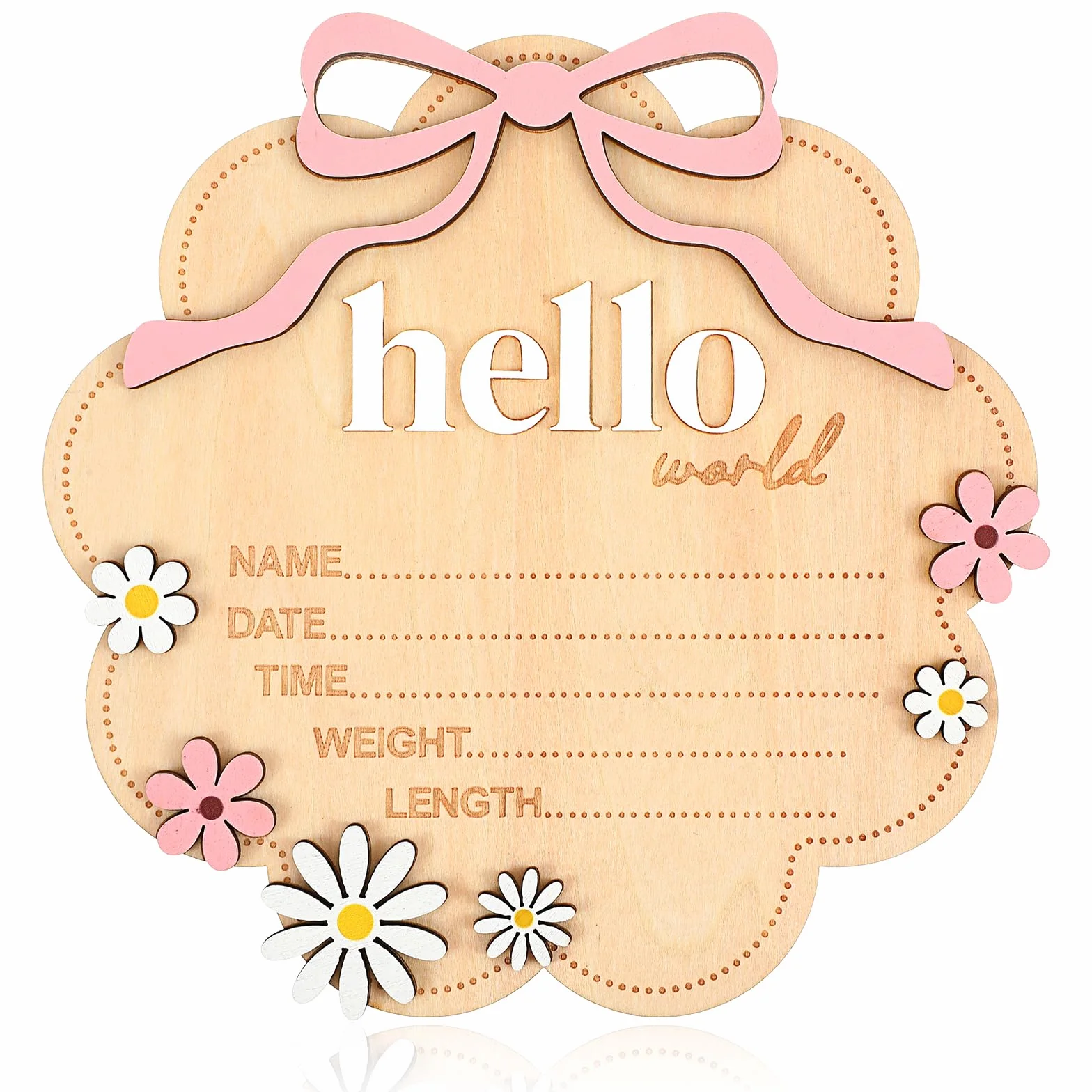 Biglietti di benvenuto per neonati in legno con scritta tedesca Nogeqi Hello World