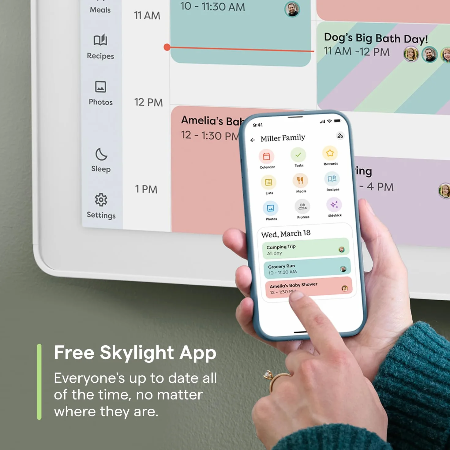 Skylight Calendar Max: Calendario Digitale Intelligente da 27 Pollici e Grafico delle Faccende, Organizzatore Familiare con Display Touchscreen Interattivo – Montabile a Parete in Verticale o
