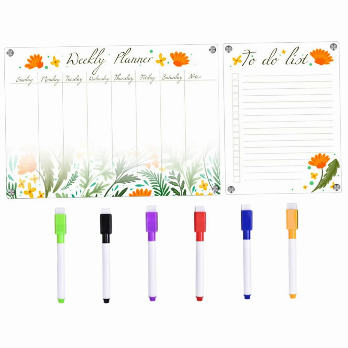 SHINEOFI Lavagna Acrilica Cancellabile a Secco Magnetica A3+a4 8 Pezzi per Frigorifero, Calendario Settimanale Planner da Cucina Portatile per Liste e Promemoria Famiglia