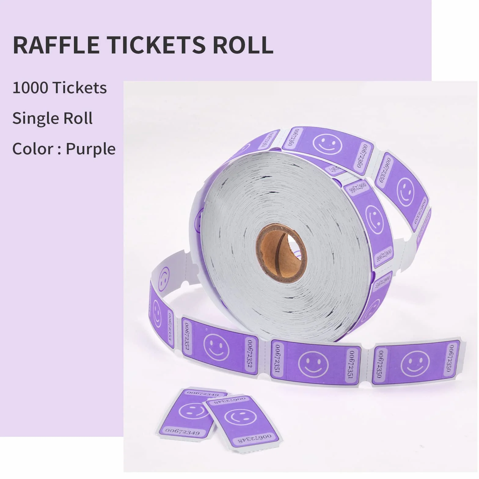 L LIKED Smile Tombola-Tickets auf Rolle, 2,5 x 5,1 cm, 1000 Tickets, Violett