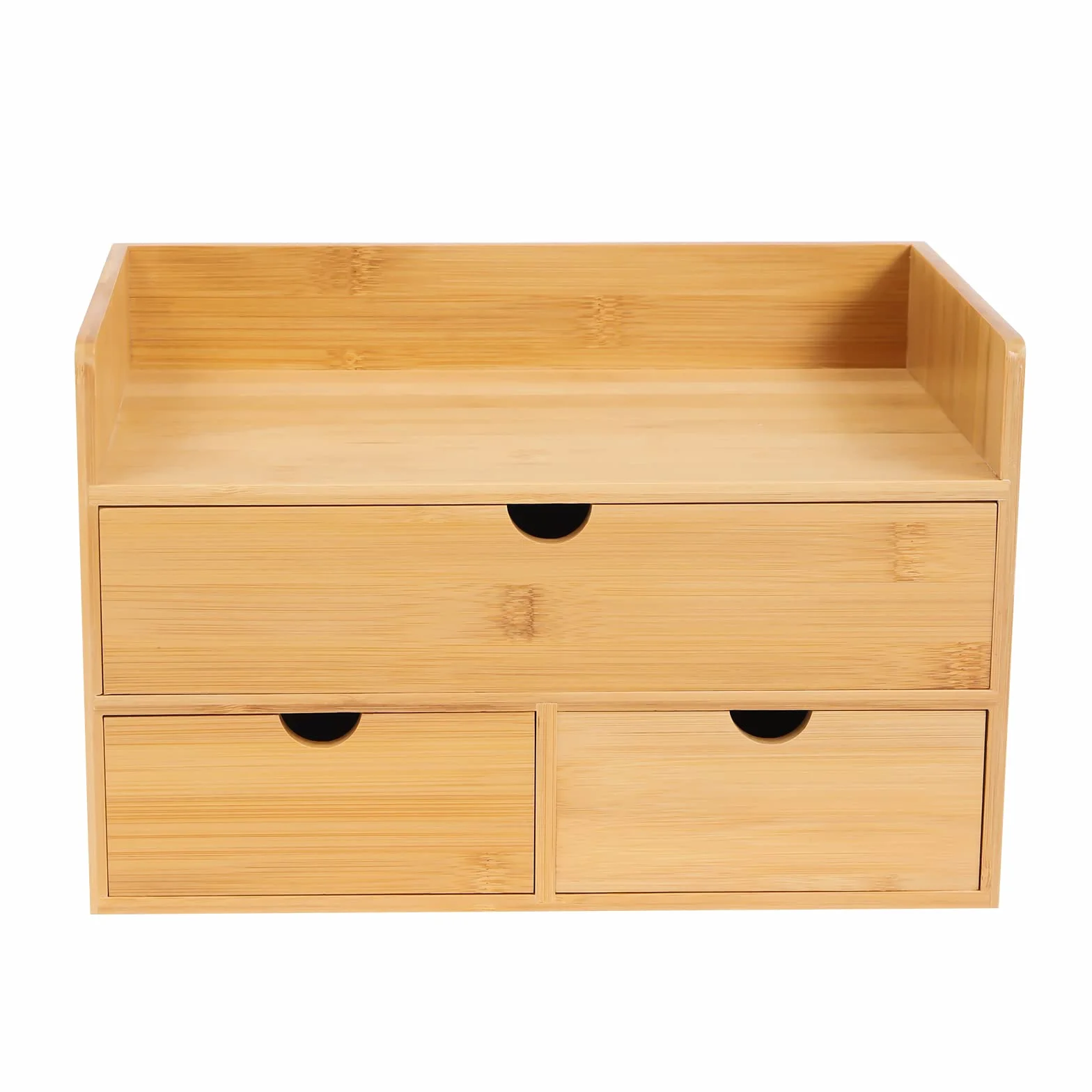 Organizer da scrivania con cassetti, cassetto in bambù, mini cassettiera con 3 cassetti, per ufficio, soggiorno e camera da letto, design unico