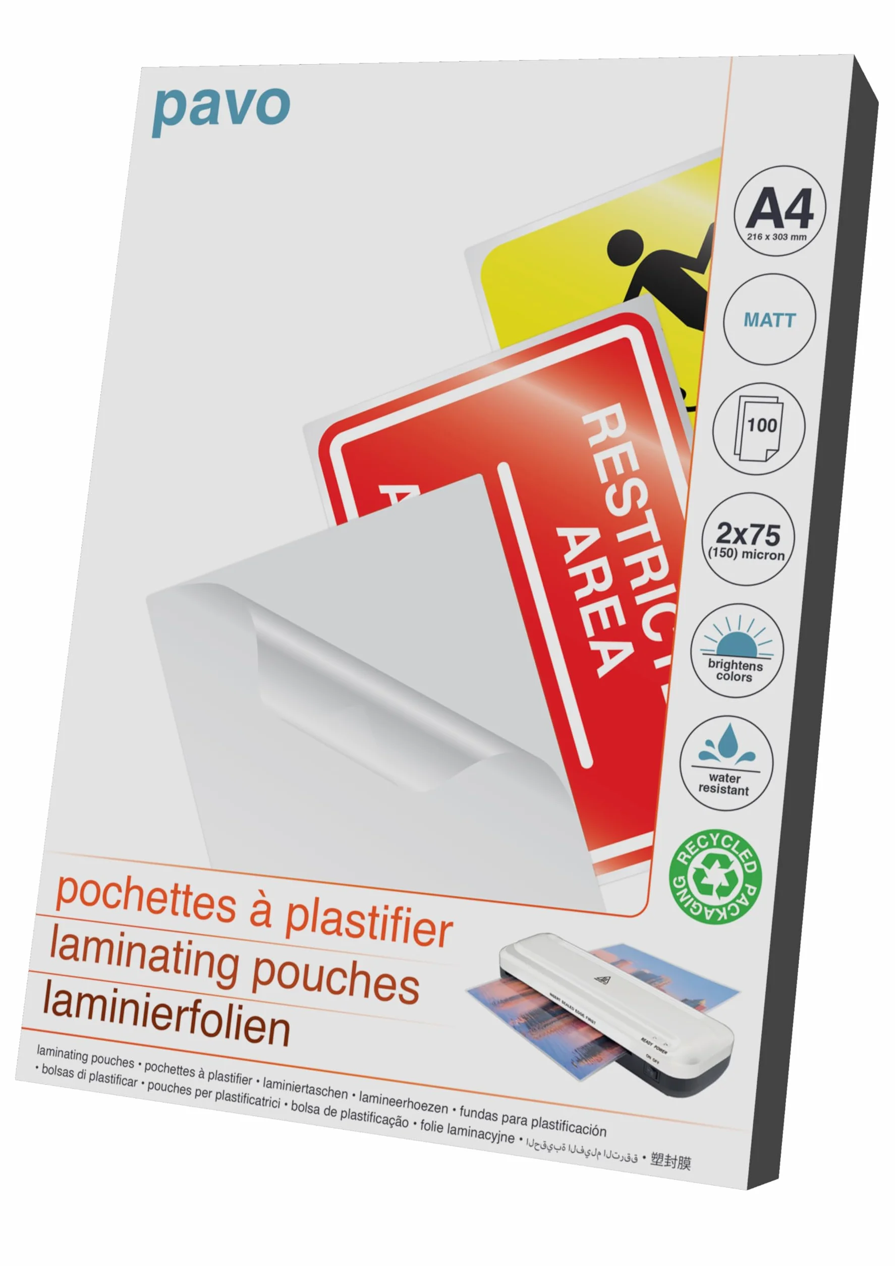 Pavo Foglio di Laminazione A4 75/80 mic Opaca 100 Pezzi