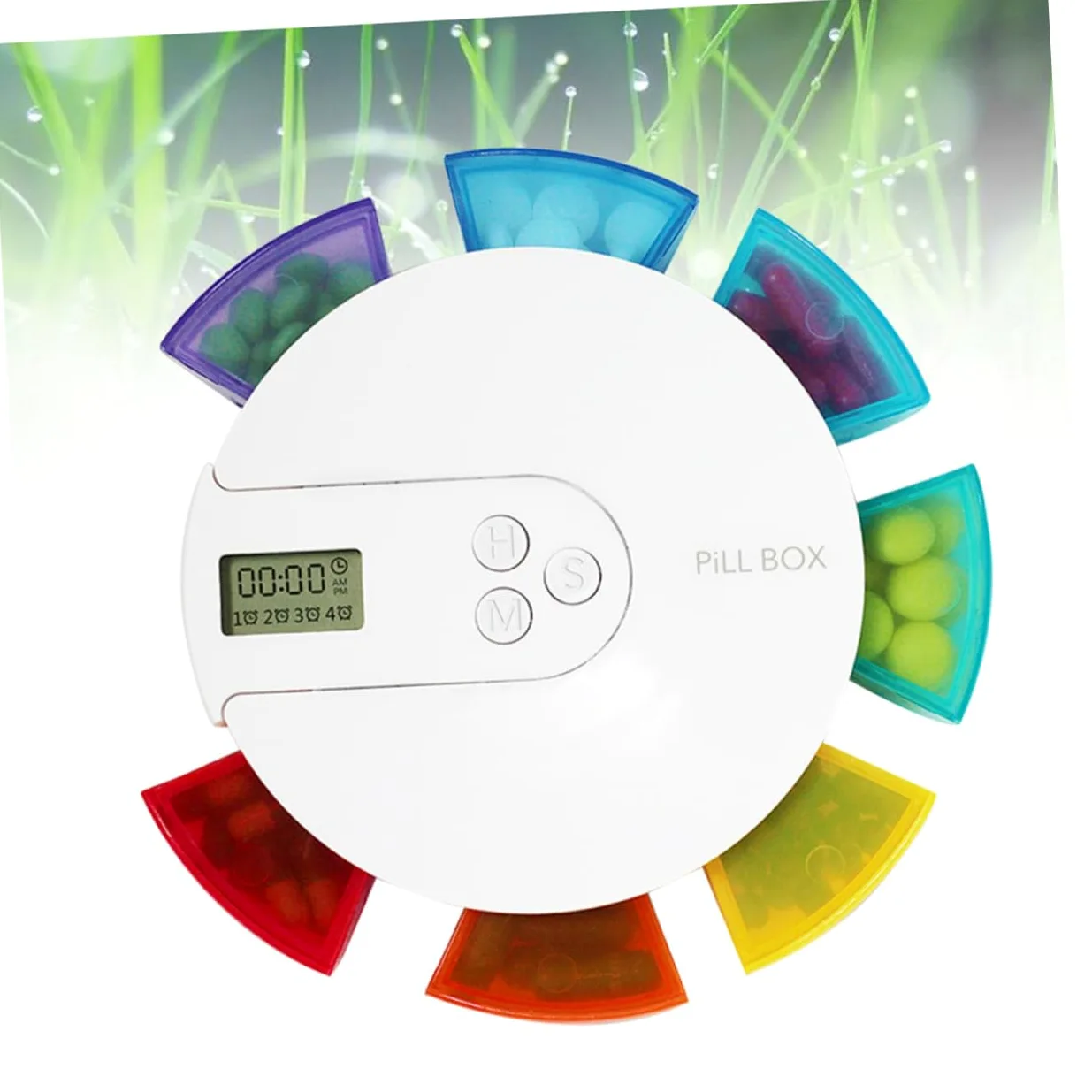 Portapillole Settimanale 7 Scomparti Elettronico con Timer | Abs Pp, Pulsante di Blocco, Promemoria Alimentazione Incluso, Programma Facile da Impostare