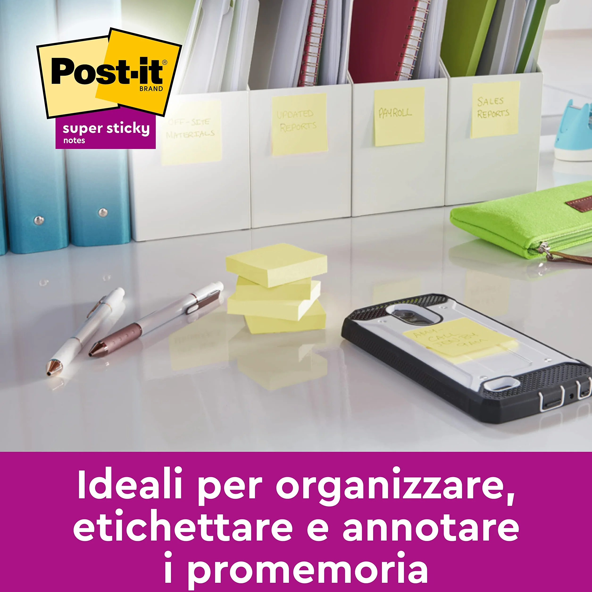 Post-It Foglietti Super Sticky Giallo 76x127mm 90 Fogli 4+2 Blocchetti