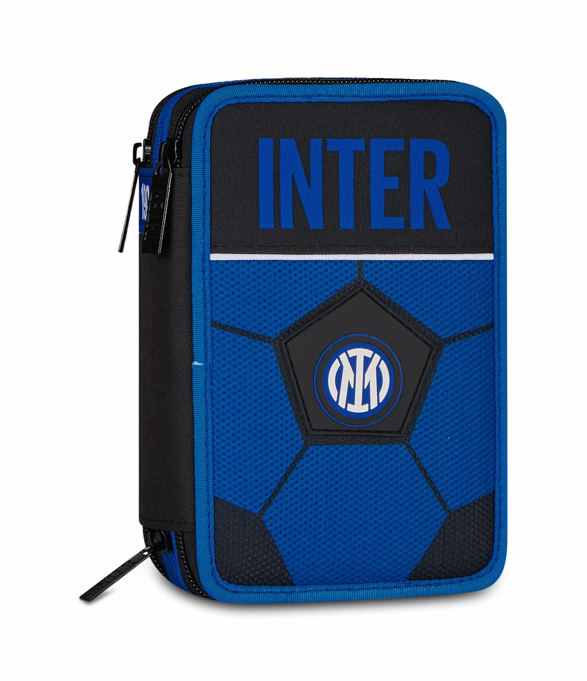Seven Astuccio Scuola 3 Zip Inter, Blu, Triplo Scomparto, 45 pezzi, Set cancelleria, Zaino, Calcio, Prodotto ufficiale