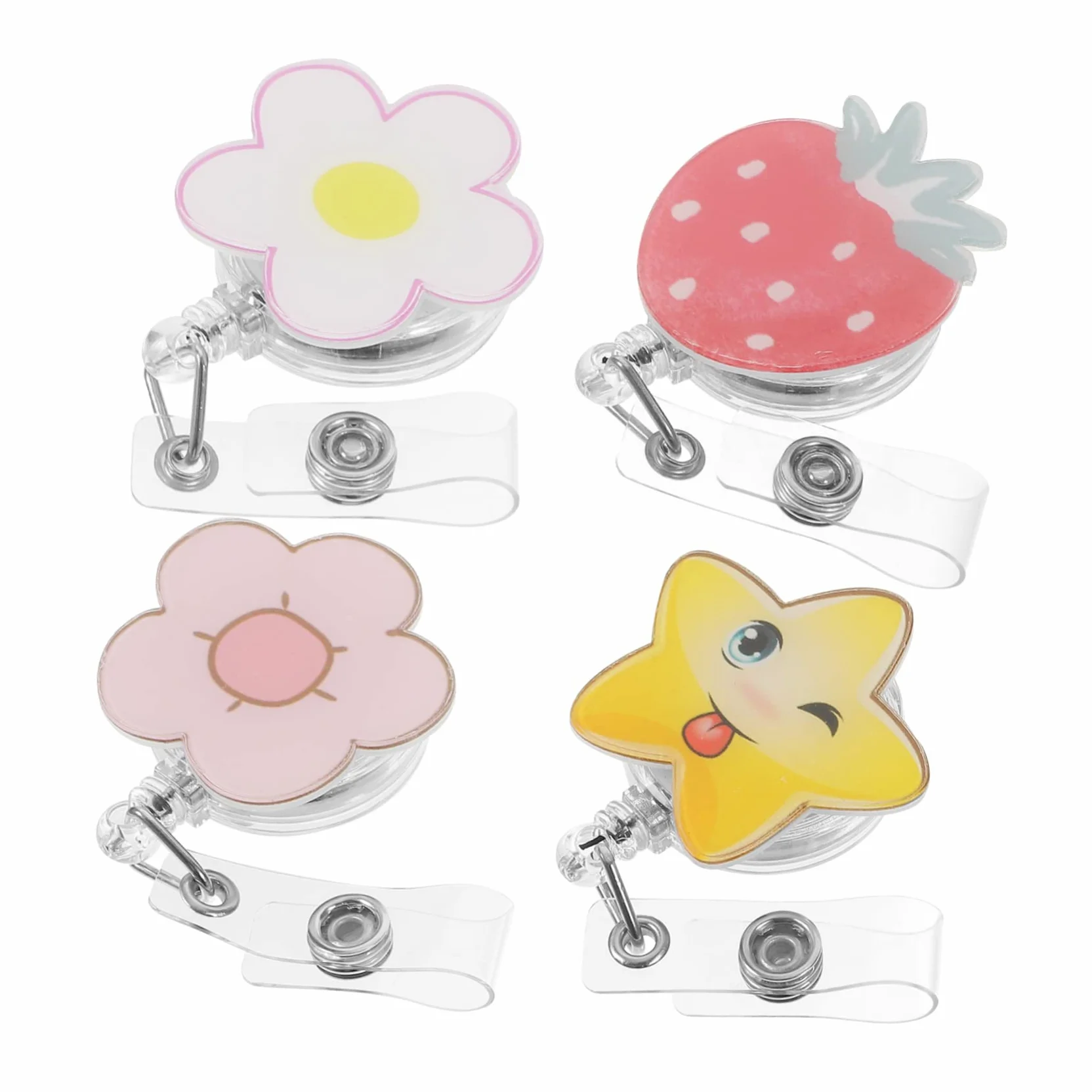 SHINEOFI 5 Set Di Cordino Porta Badge Retrattile Con Clip Per Targhetta Identificativa Con Clip Posteriore Fissata Per Lavoratori Del Settore 4 Pezzi * 5
