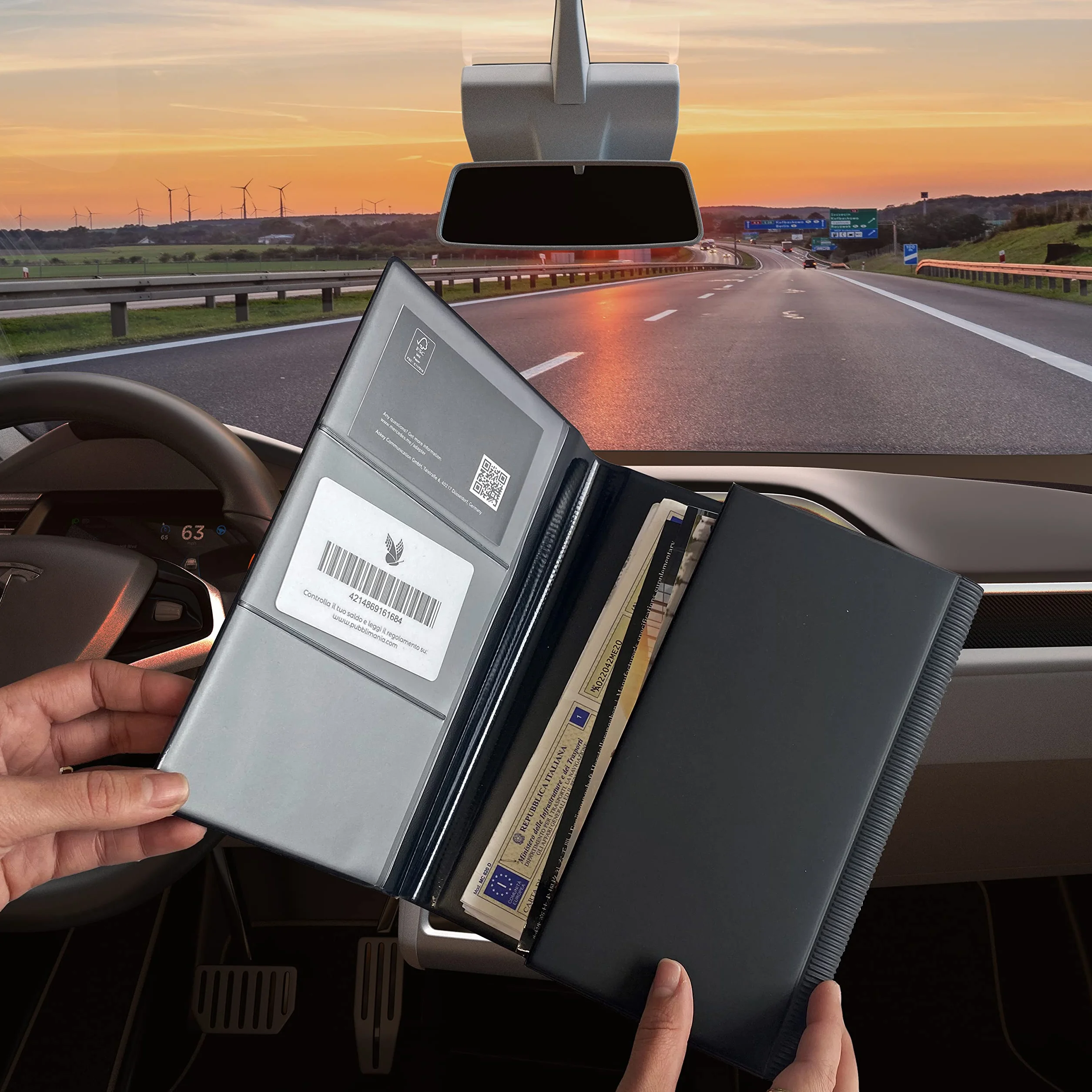 Pubblimania Portadocumenti Auto Luxe z chiusurą a dwie ante, czarny