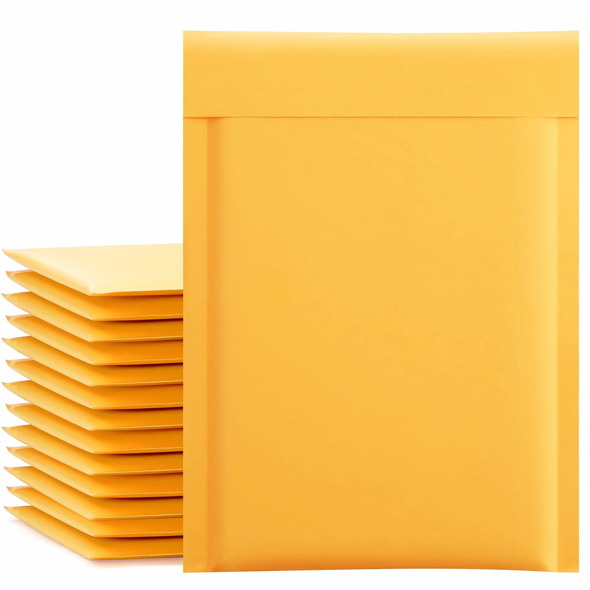 UCGOU Buste imbottite in carta kraft 15x25 cm, confezione da 100 pezzi, dimensioni utilizzabili 15x23 cm, buste imbottite gialle #0, confezioni per spedizioni di piccole imprese, buste autosigillanti