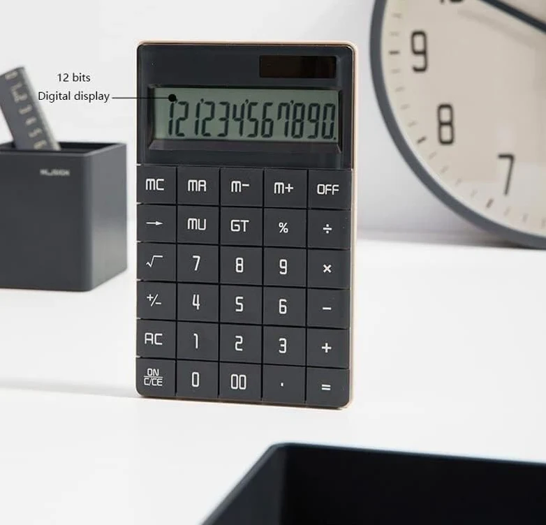 Calcolatrice da tavolo, calcolatrice Display a 12 cifre Calcolatrice for ufficio finanziario con pulsante grande Calcolatrice portatile for sistema a doppia alimentazione a grande schermo (Color : A,