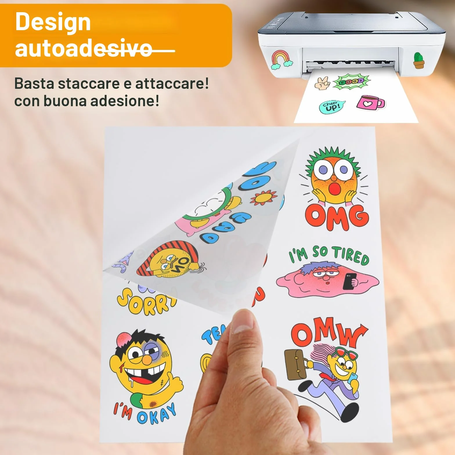 Carta adesiva trasparente stampabile A4 25 fogli, pellicola per stampanti laser e a getto d'inchiostro
