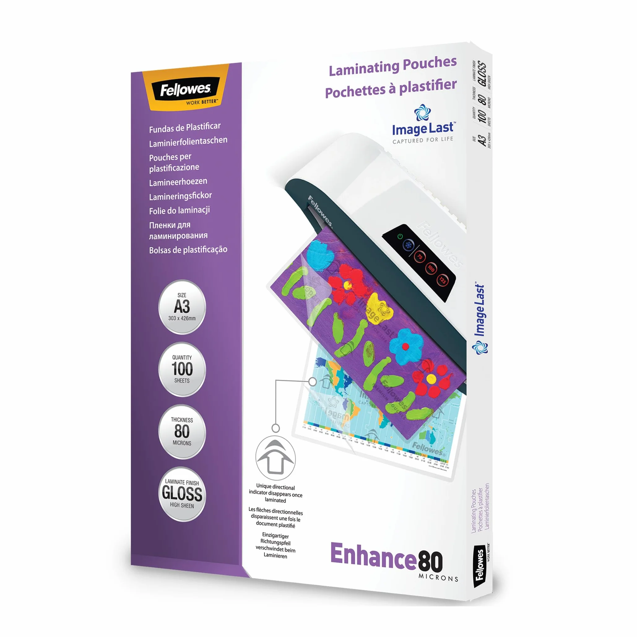 Fellowes Enhance80 buste plastificatrice A3 80 Micron confezione da 100